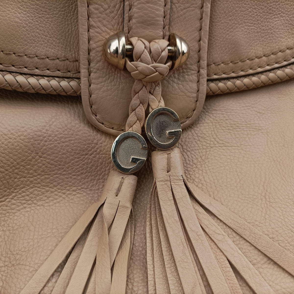 Pre-owned Gucci Marrakech Beige Leather 257021 shoulderbag | stylenewstar