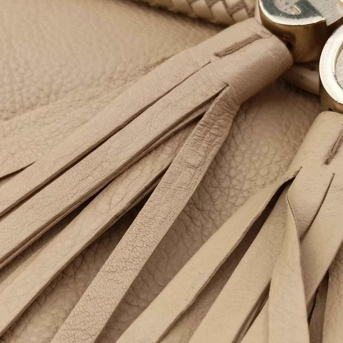 Pre-owned Gucci Marrakech Beige Leather 257021 shoulderbag | stylenewstar