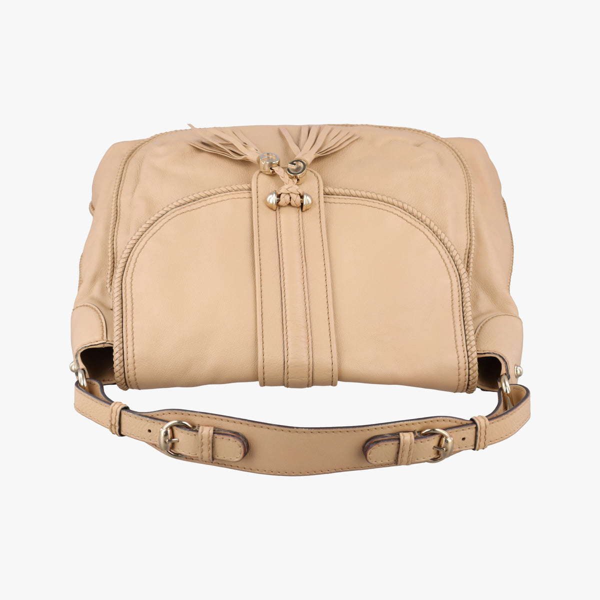 Pre-owned Gucci Marrakech Beige Leather 257021 shoulderbag | stylenewstar