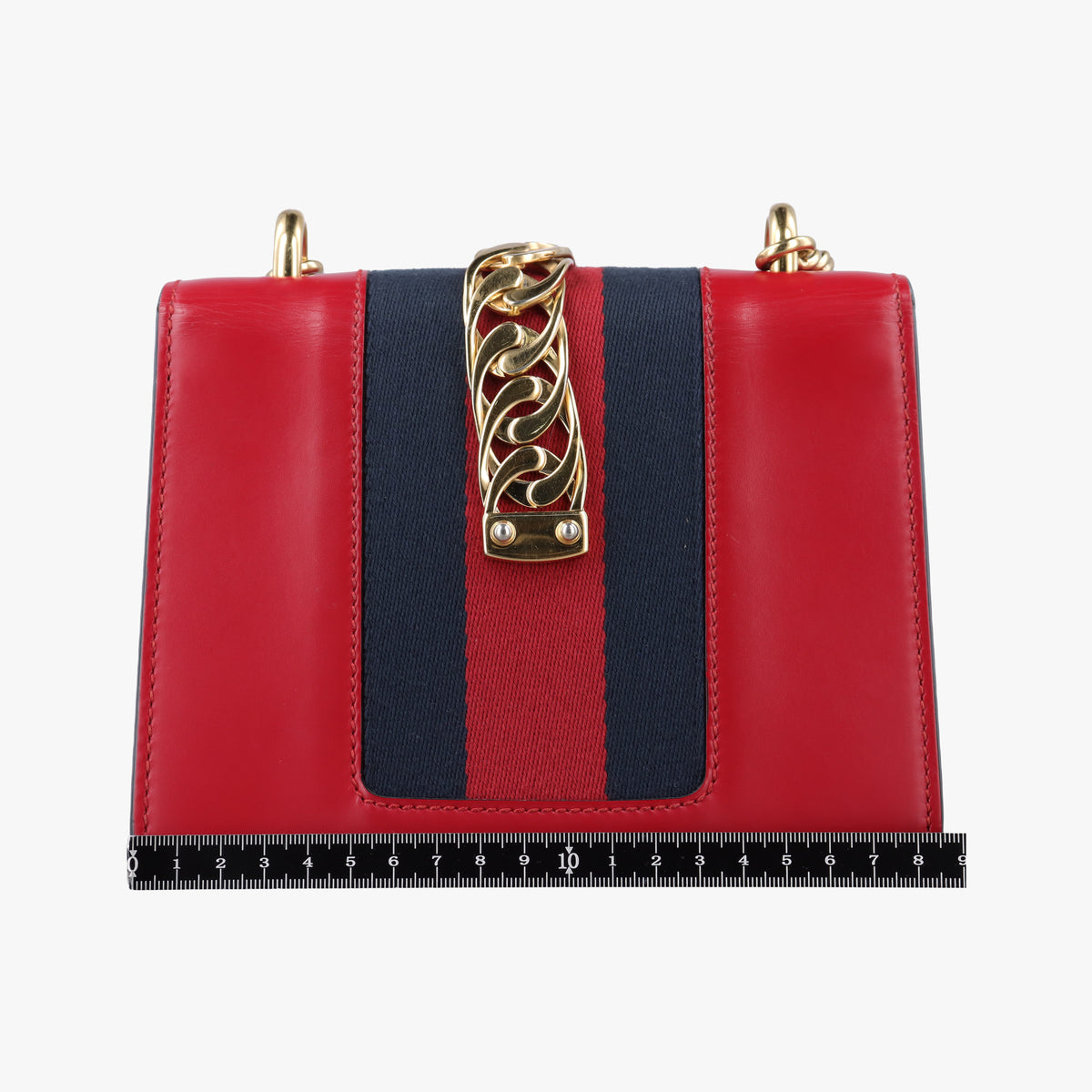 Pre-owned Gucci Sylvie Red×Navy Leather 431666 shoulderbag | stylenewstar