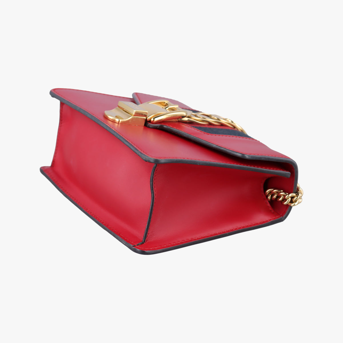 Pre-owned Gucci Sylvie Red×Navy Leather 431666 shoulderbag | stylenewstar