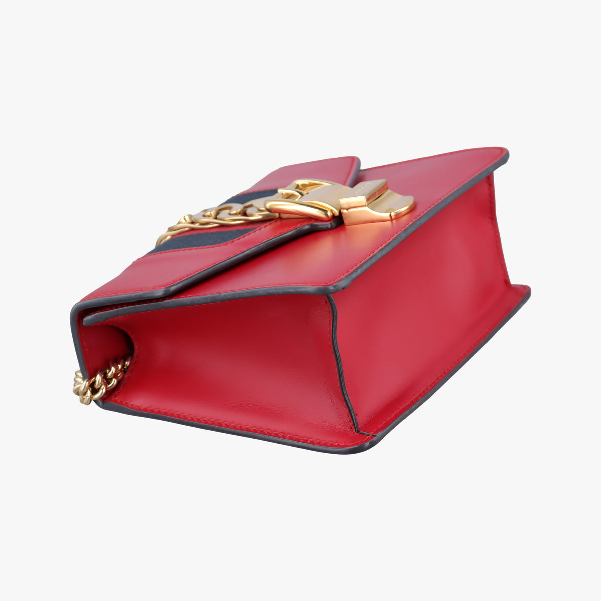Pre-owned Gucci Sylvie Red×Navy Leather 431666 shoulderbag | stylenewstar