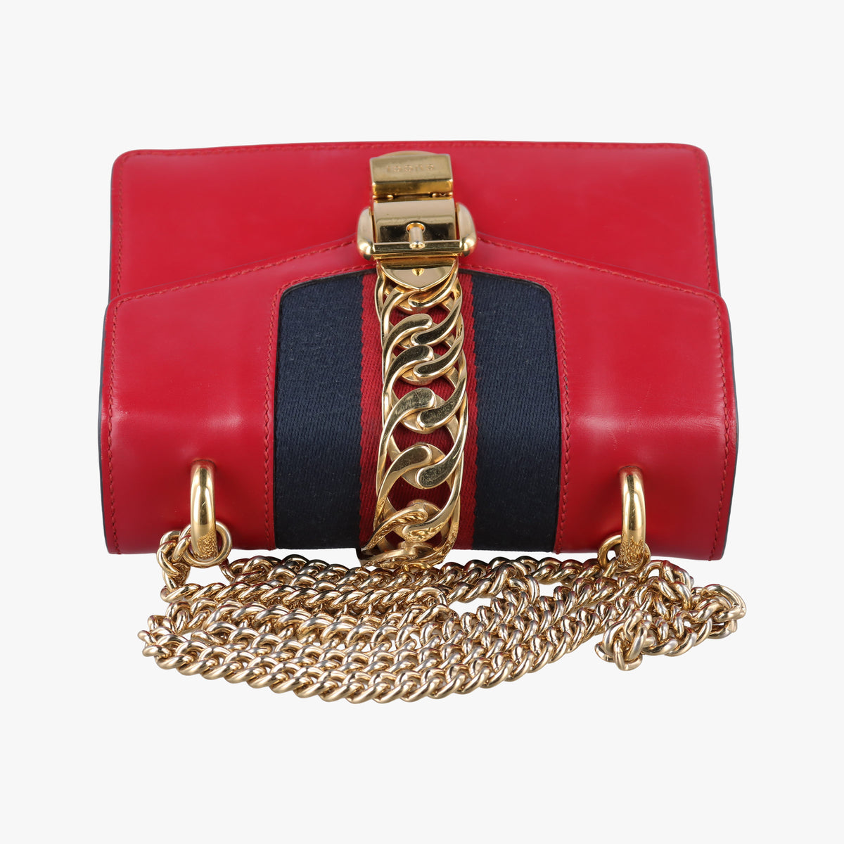 Pre-owned Gucci Sylvie Red×Navy Leather 431666 shoulderbag | stylenewstar