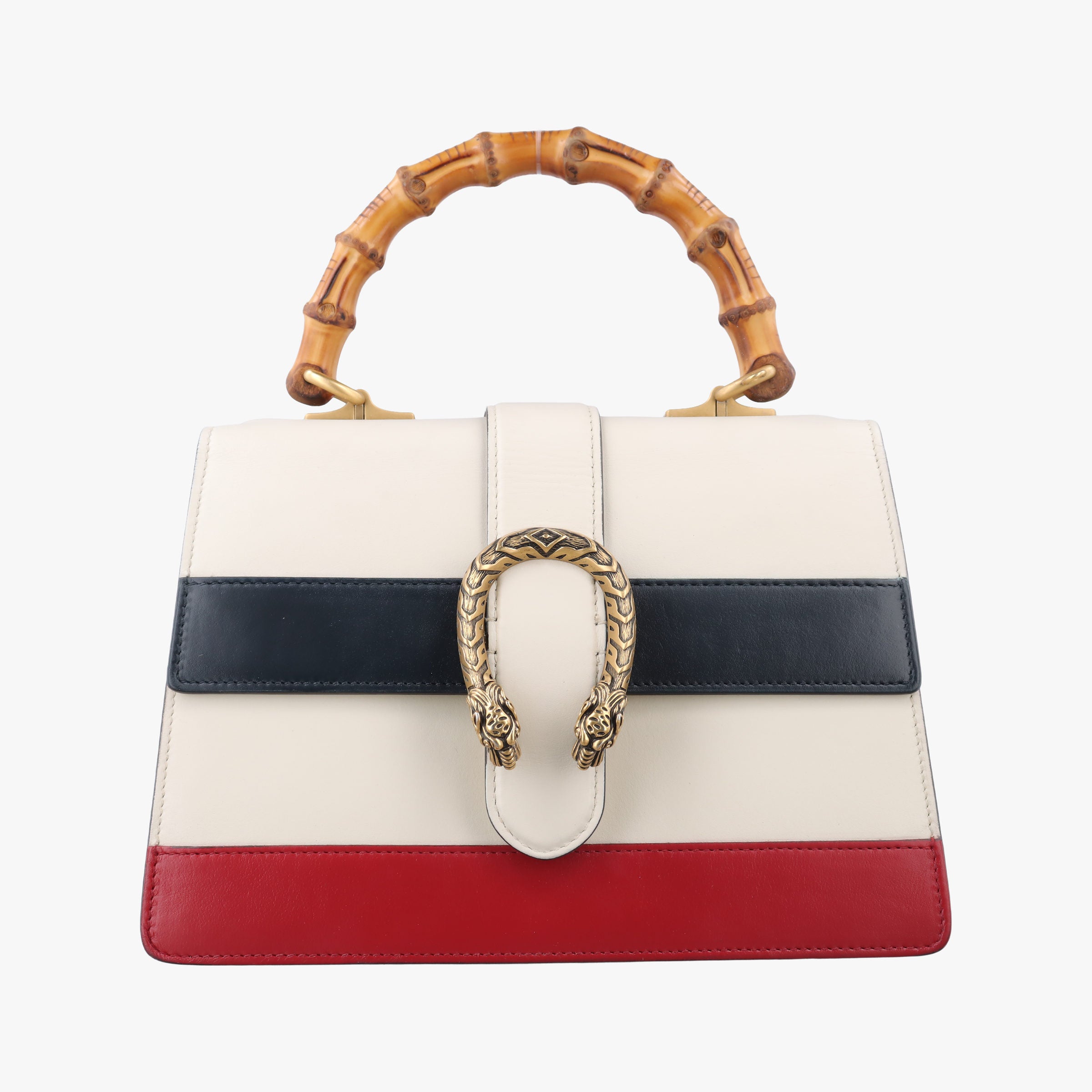 Pre-owned Gucci Dionysus White×navy×red Leather 448075 handbag | stylenewstar