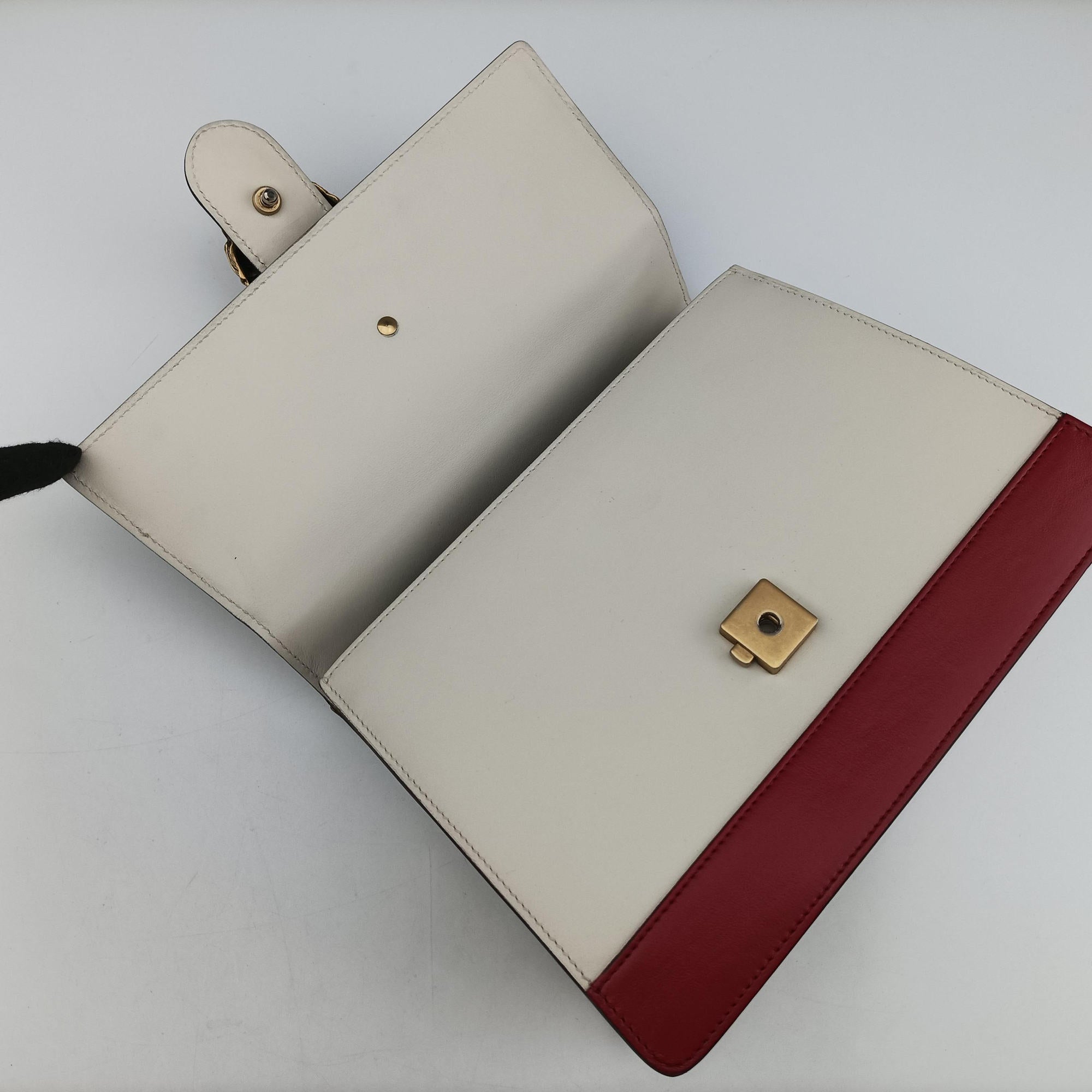 Pre-owned Gucci Dionysus White×navy×red Leather 448075 handbag | stylenewstar