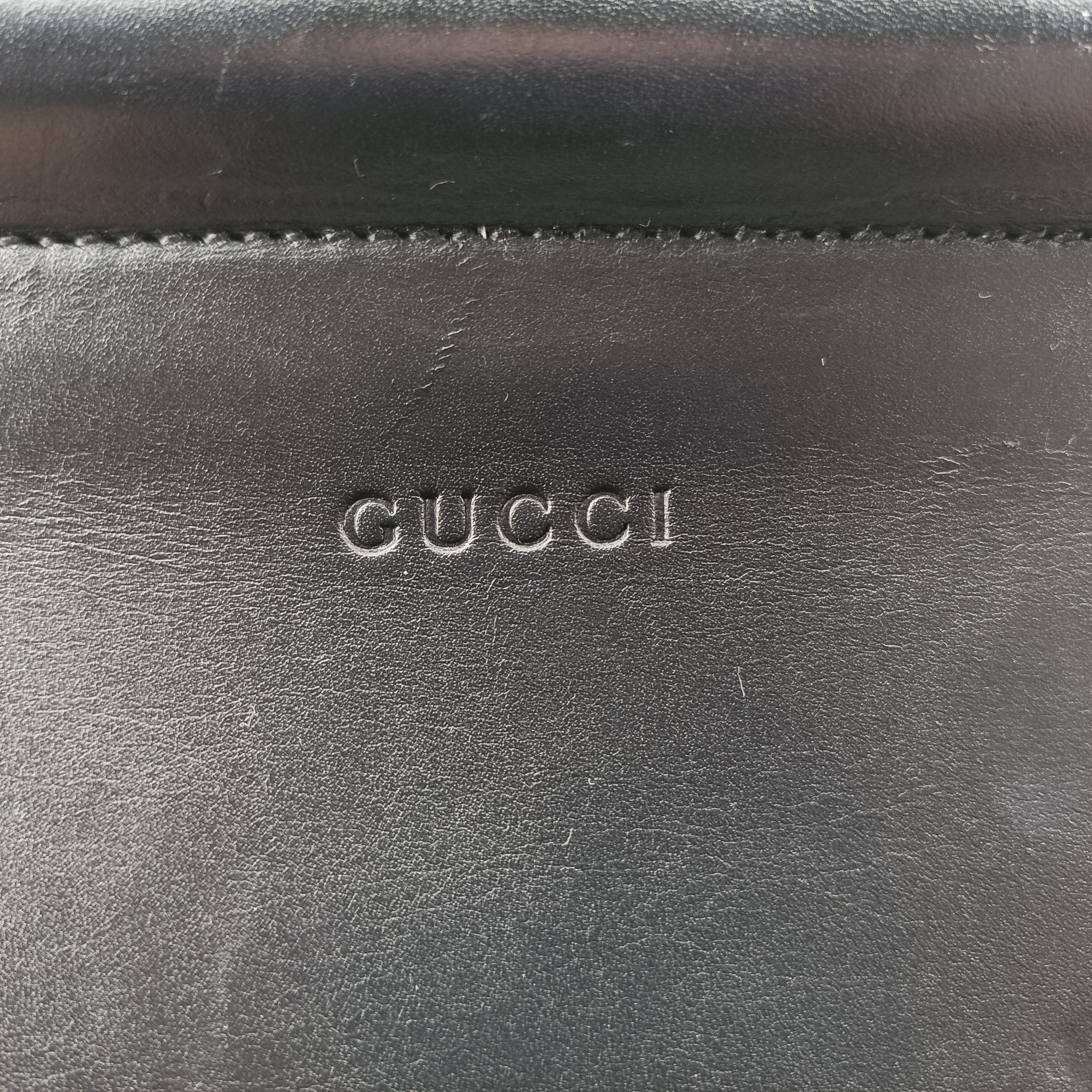 Pre-owned Gucci Bamboo Nymphaea Medium Top Handle Black Leather 453766 shoulderbag | stylenewstar