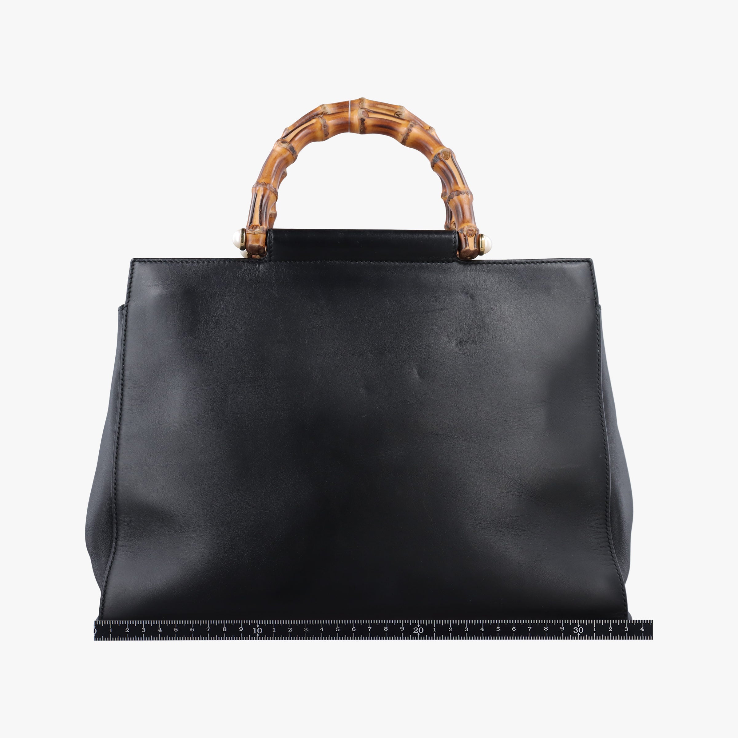 Pre-owned Gucci Bamboo Nymphaea Medium Top Handle Black Leather 453766 shoulderbag | stylenewstar