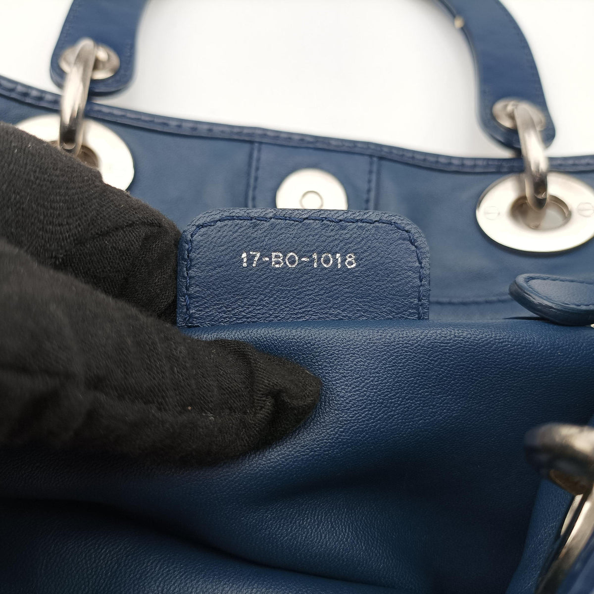 Pre-owned Christian Dior Soft Lady Dior Navy Leather  handbag | stylenewstar