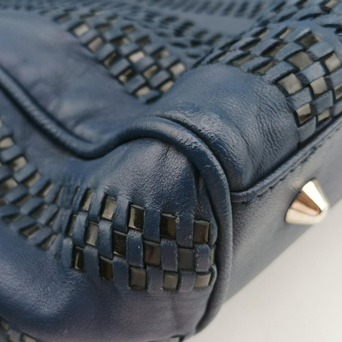Secondhand Christian Dior Soft Lady Dior Navy Leather  handbag | stylenewstar