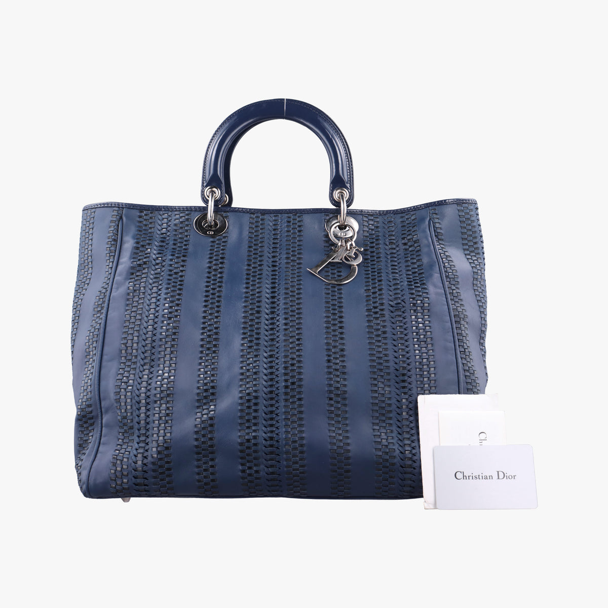 Secondhand Christian Dior Soft Lady Dior Navy Leather  handbag | stylenewstar