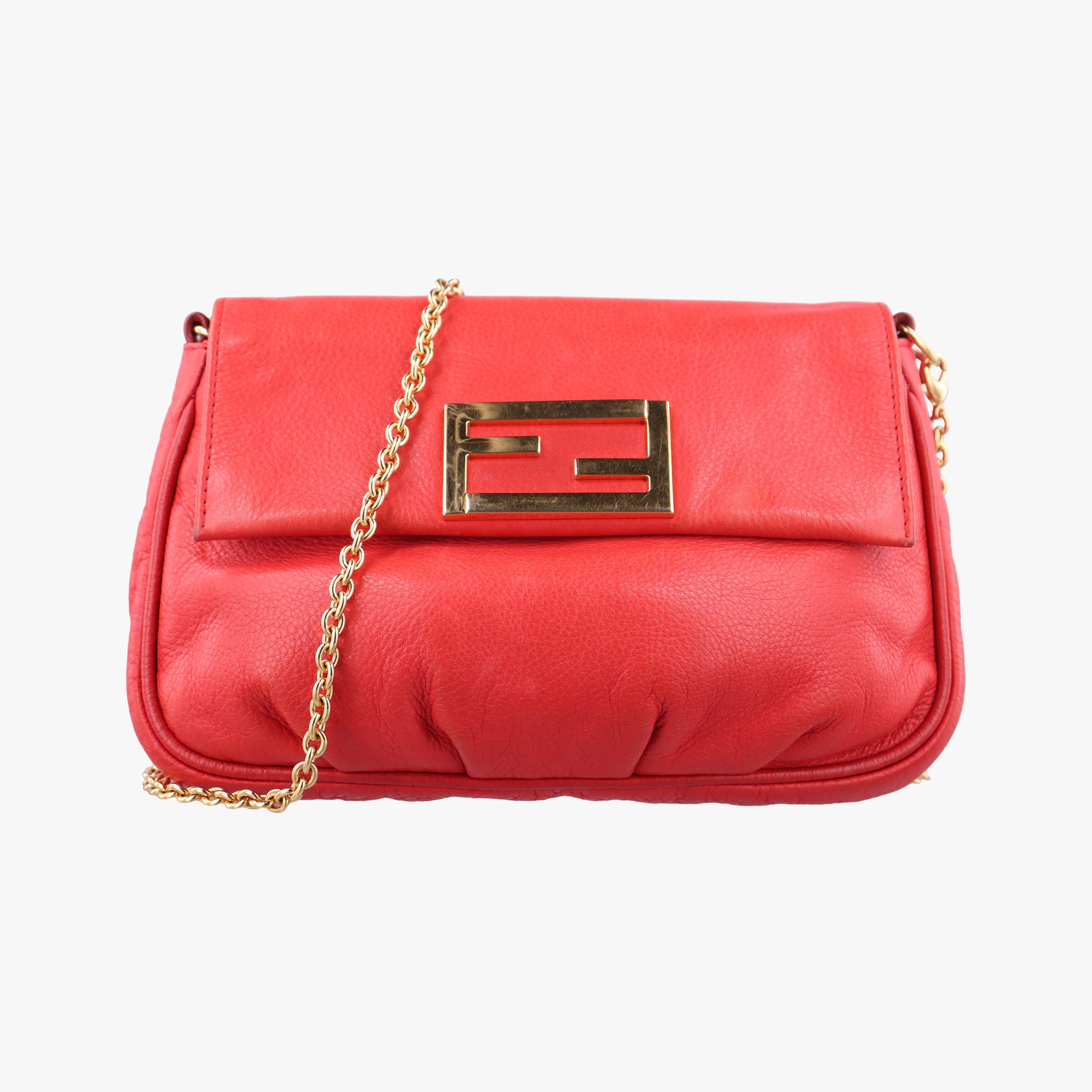 Pre-owned Fendi Fendista Pochette Red Leather 8M0276 shoulderbag | stylenewstar