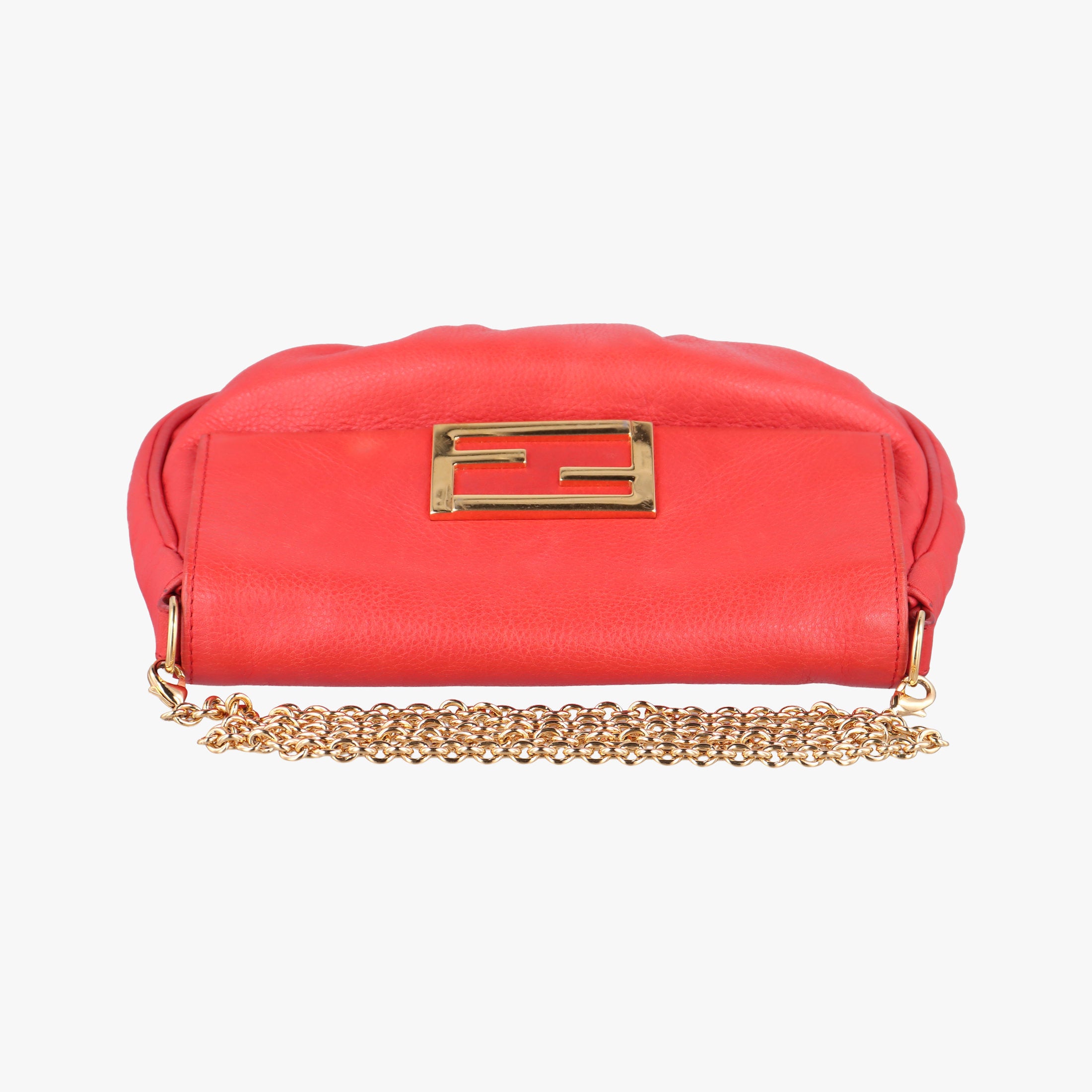 Pre-owned Fendi Fendista Pochette Red Leather 8M0276 shoulderbag | stylenewstar