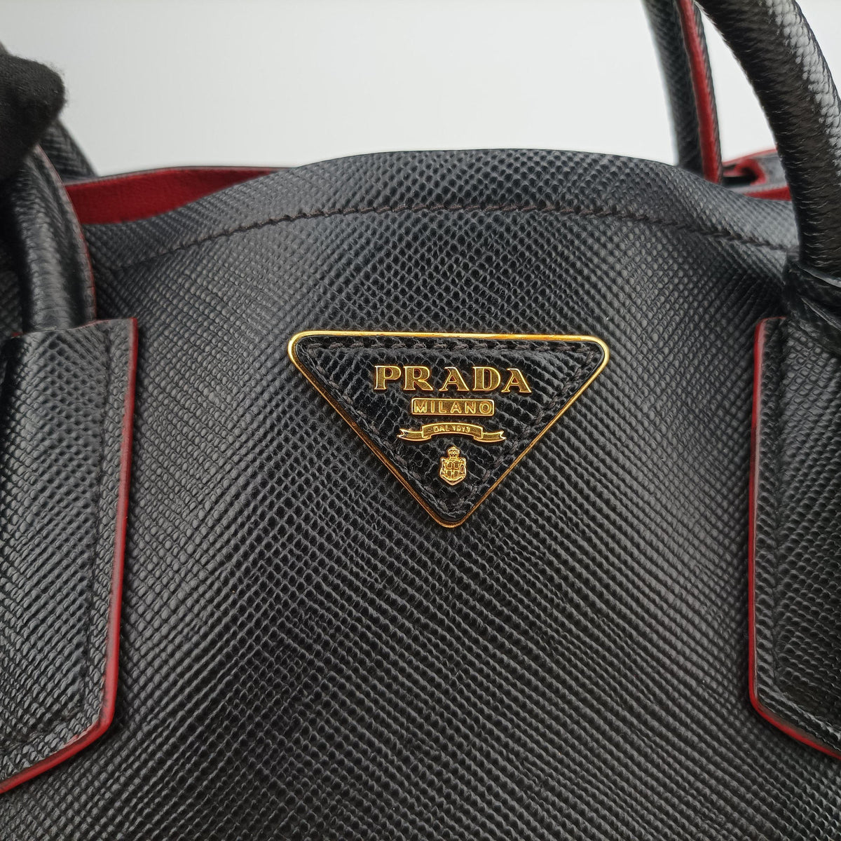 Pre-owned Prada Double Cuir Black SAFFIANO Leather B2756T handbag | stylenewstar