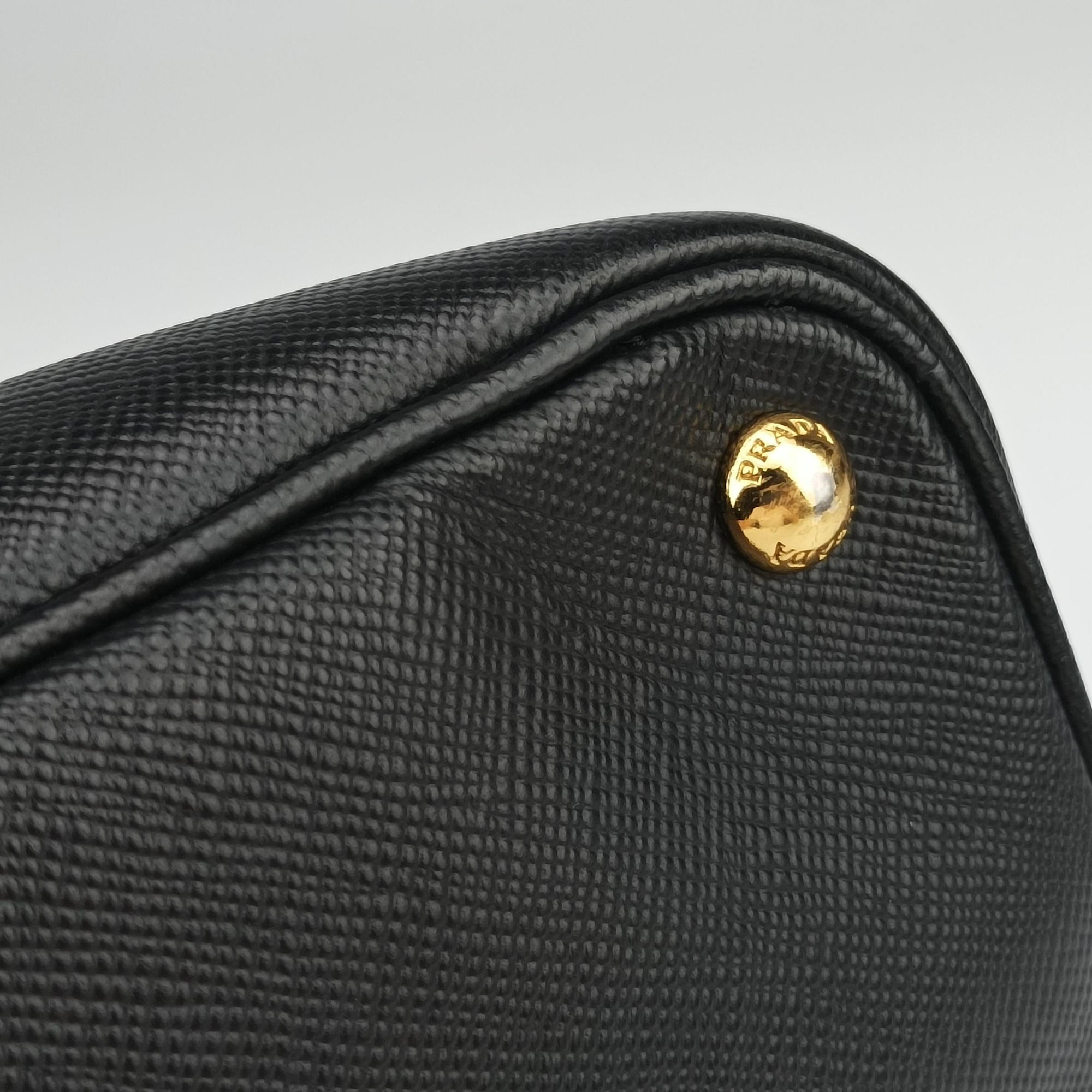 Pre-owned Prada Double Cuir Black SAFFIANO Leather B2756T handbag | stylenewstar