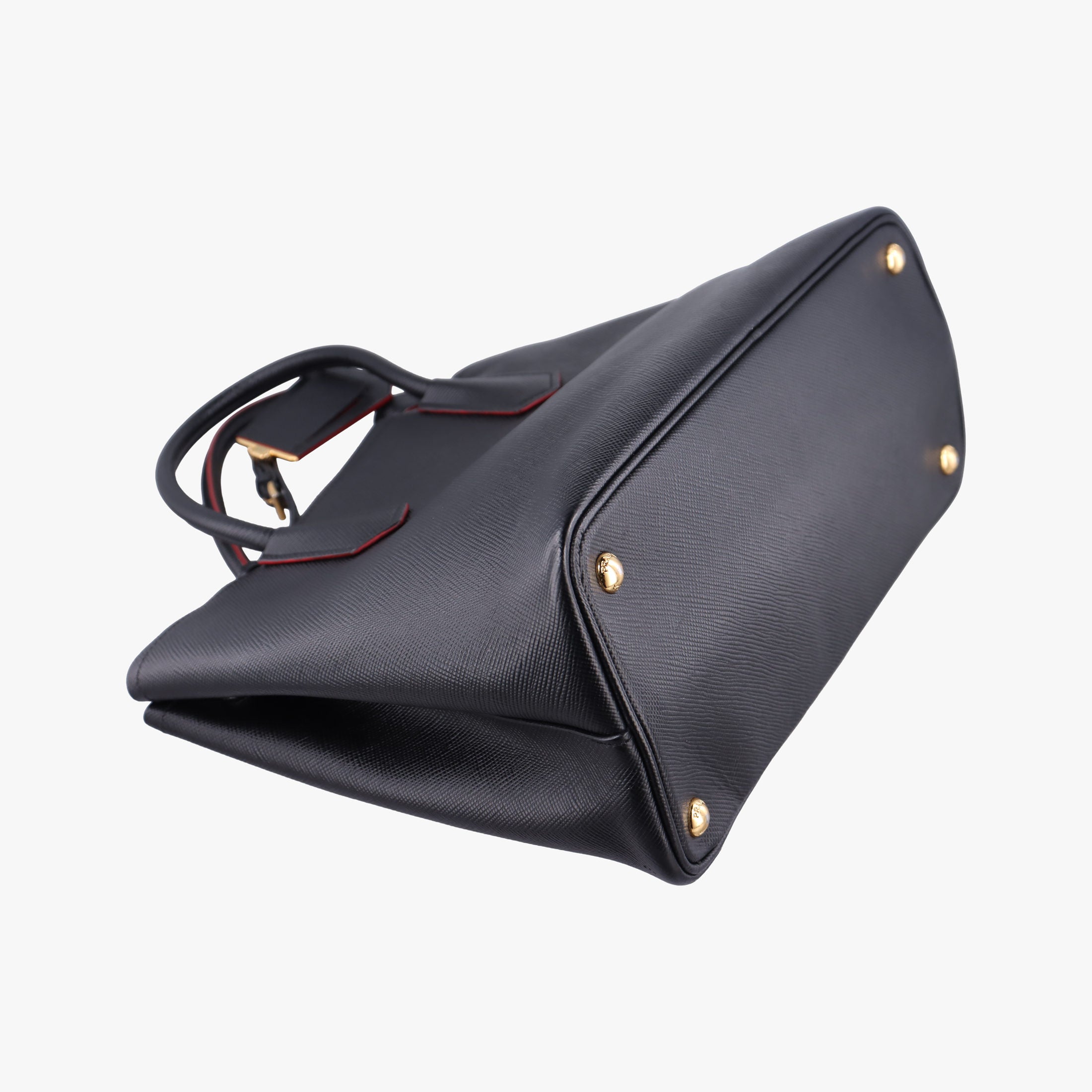 Pre-owned Prada Double Cuir Black SAFFIANO Leather B2756T handbag | stylenewstar