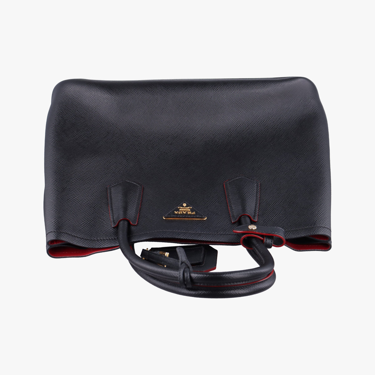 Pre-owned Prada Double Cuir Black SAFFIANO Leather B2756T handbag | stylenewstar