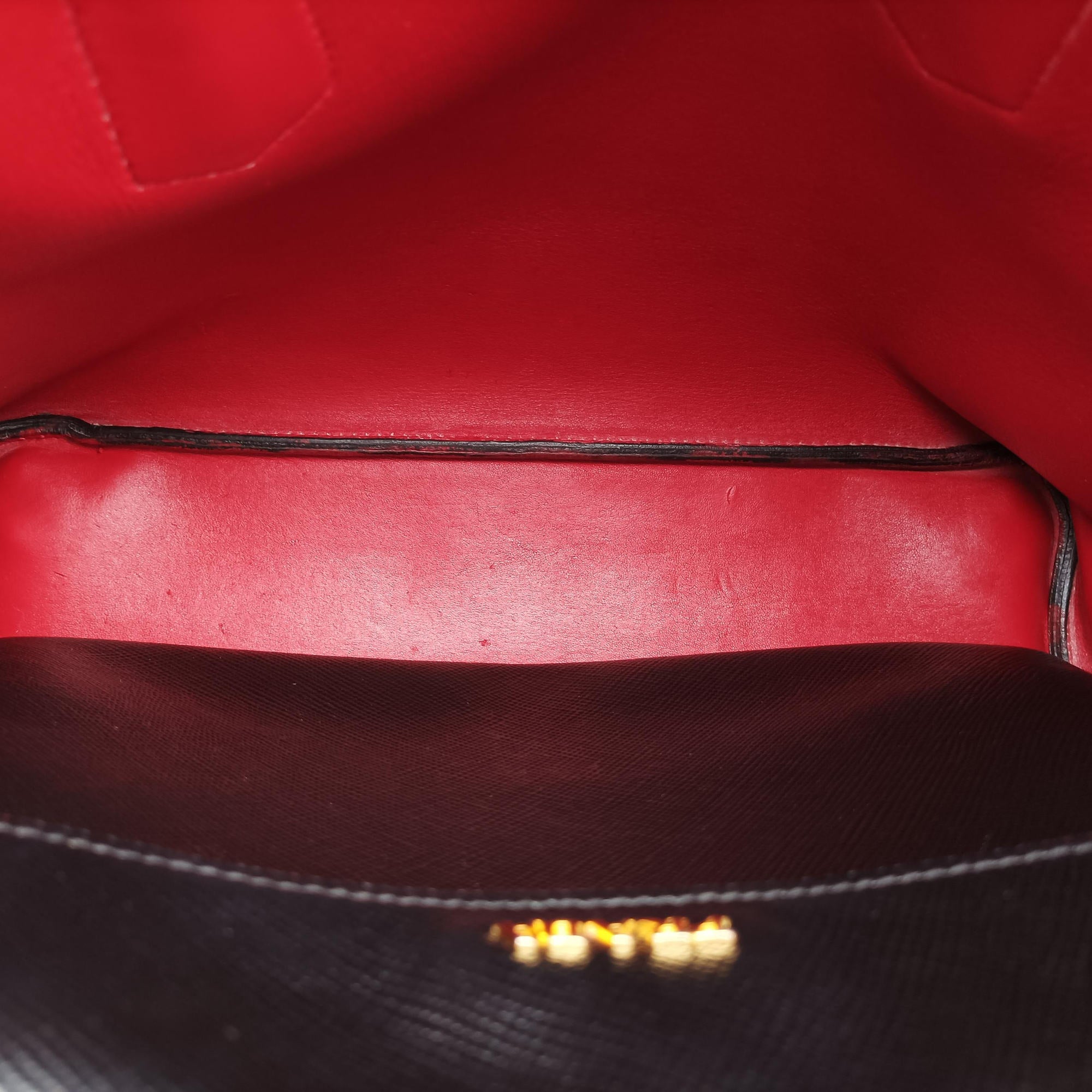 Pre-owned Prada Double Cuir Black SAFFIANO Leather B2756T handbag | stylenewstar