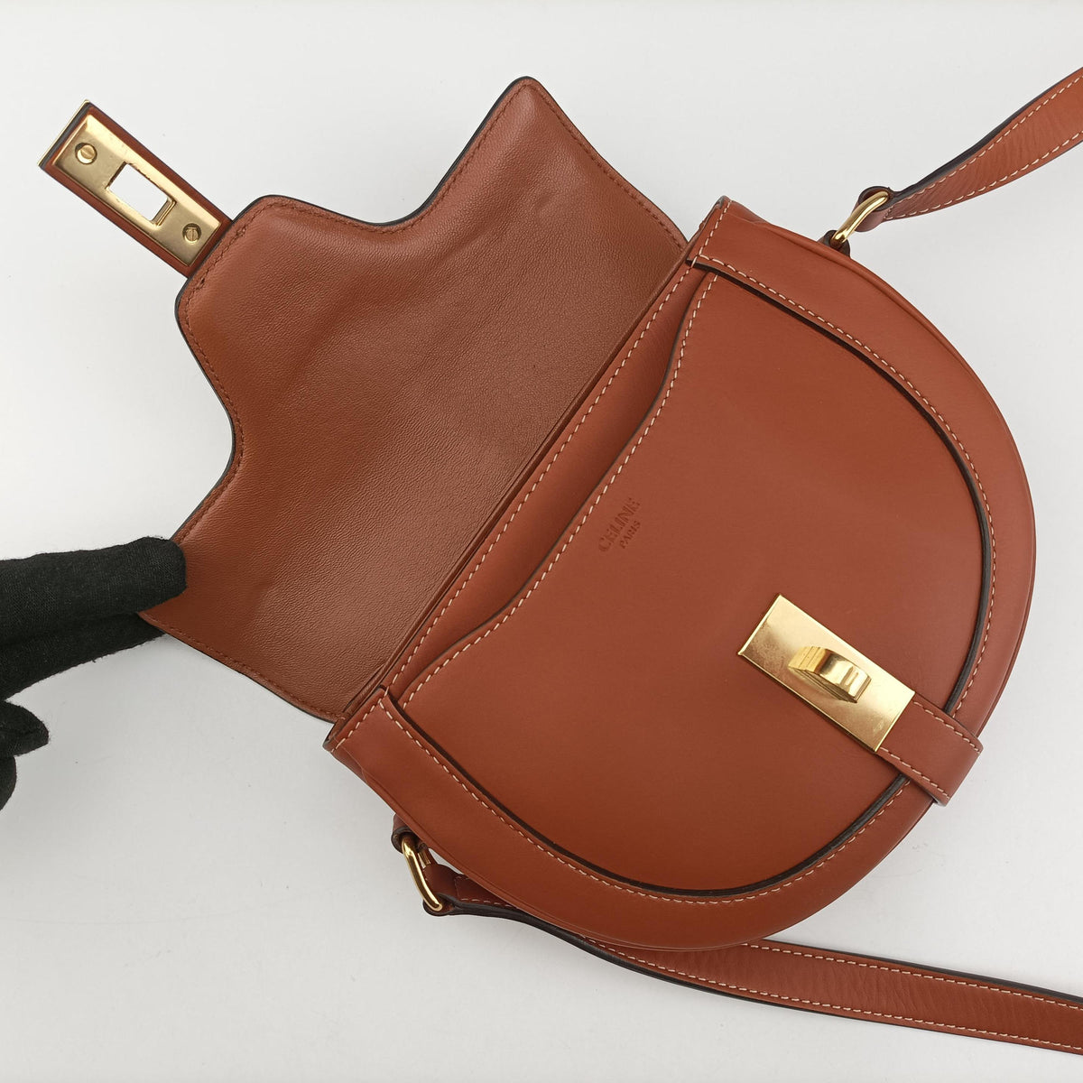 Pre-owned Celine Besace 16 Small Brown Leather W-SL-2 shoulderbag | stylenewstar