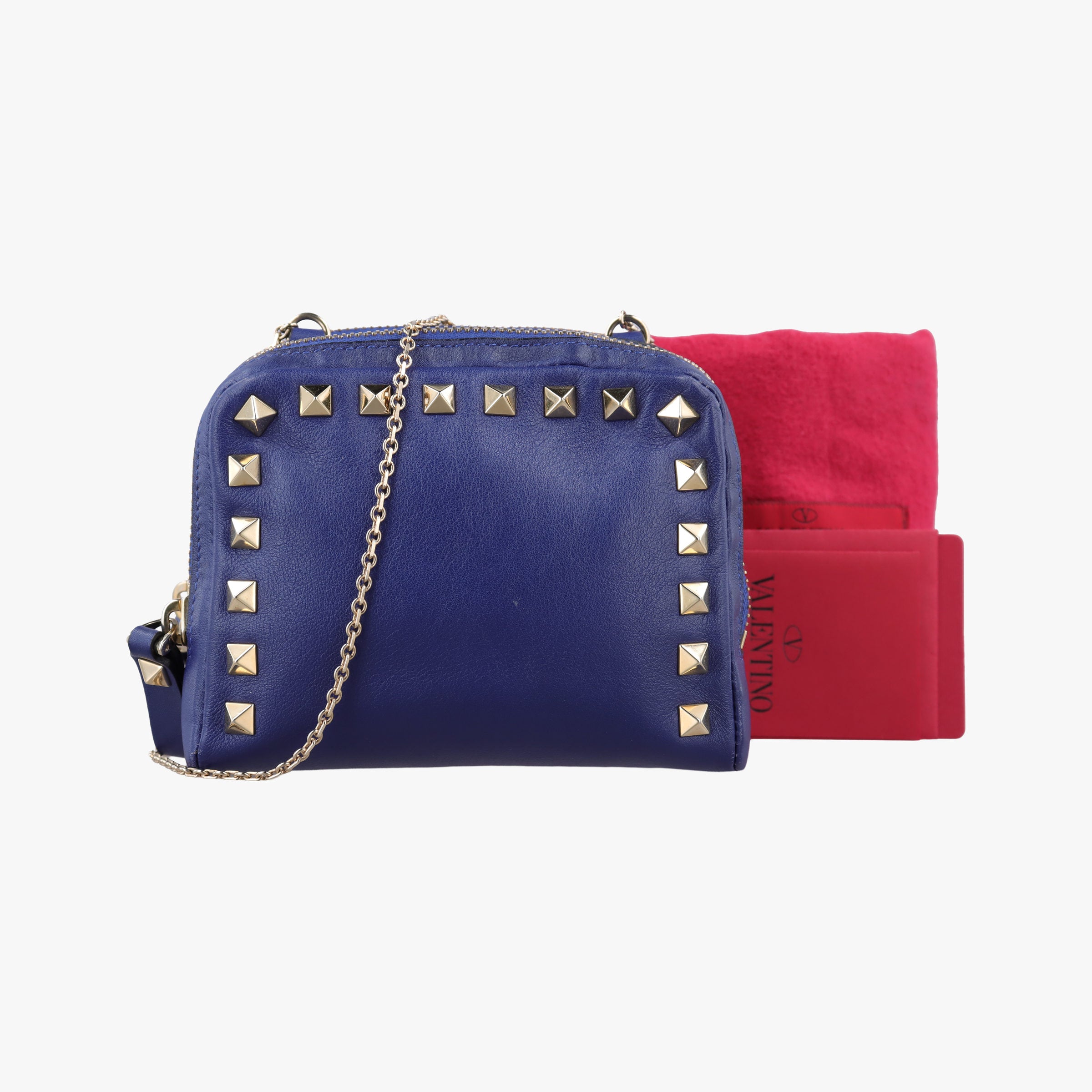 Pre-owned Valentino Rockstud Blue Leather  shoulderbag | stylenewstar