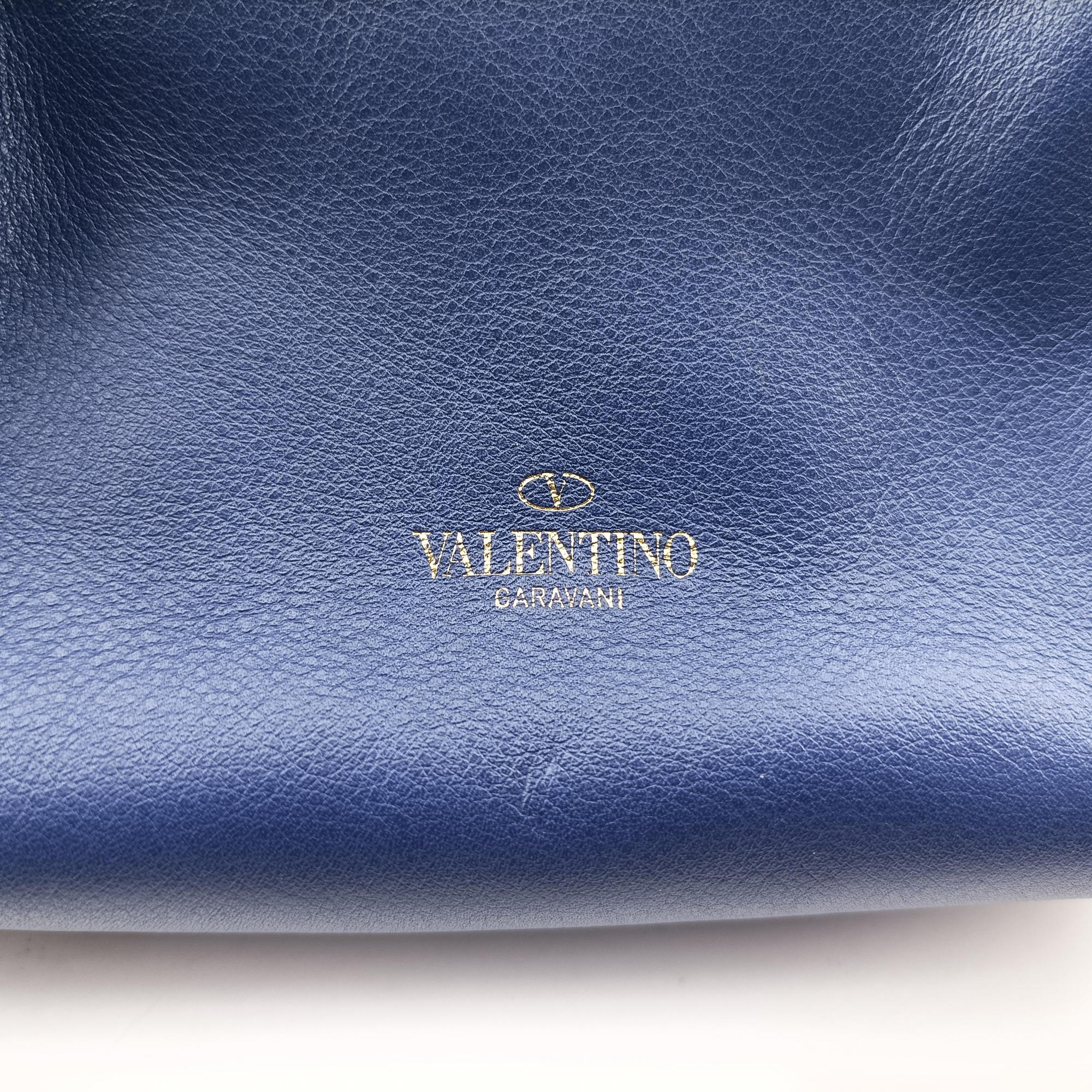 Pre-owned Valentino Rockstud Blue Leather  shoulderbag | stylenewstar