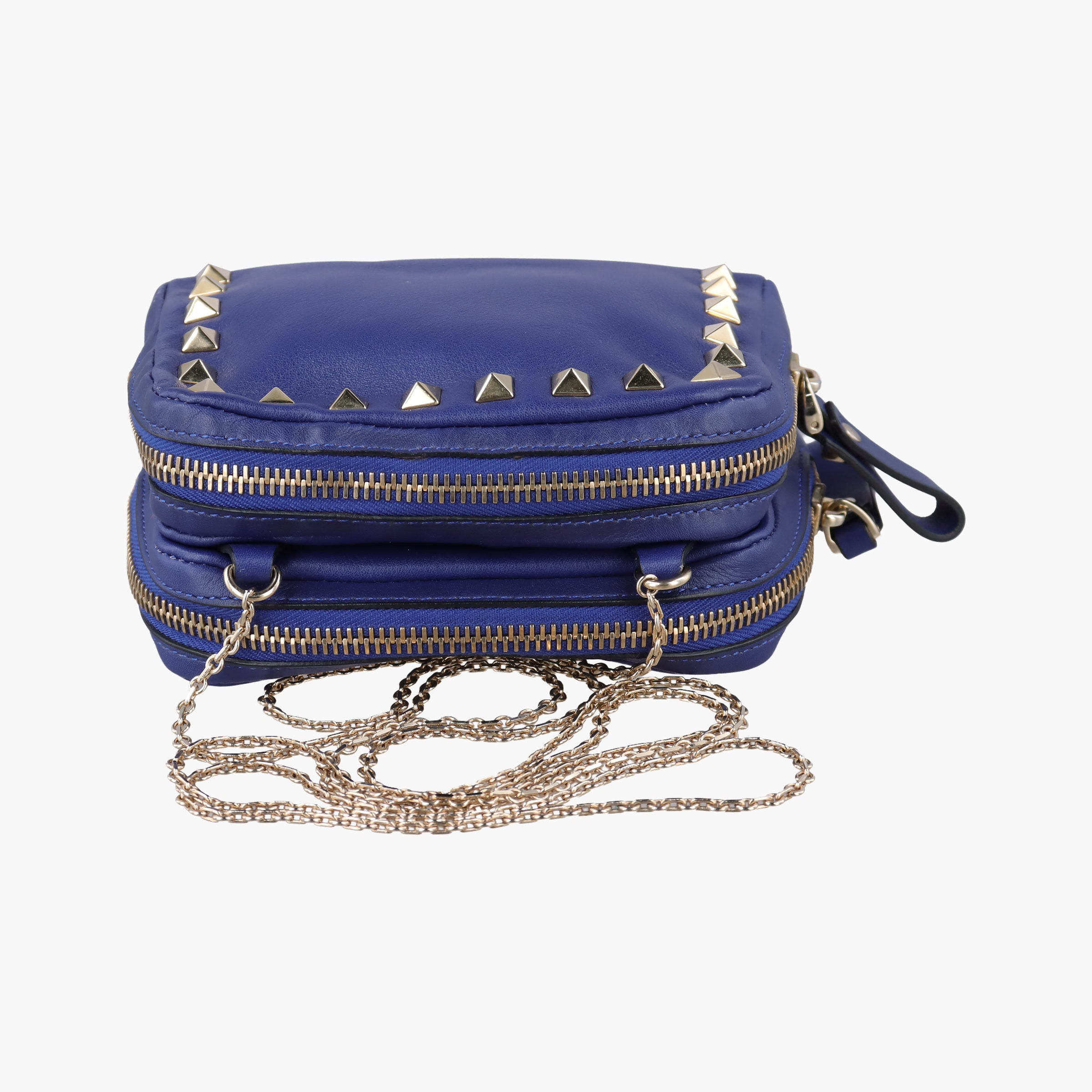 Pre-owned Valentino Rockstud Blue Leather  shoulderbag | stylenewstar