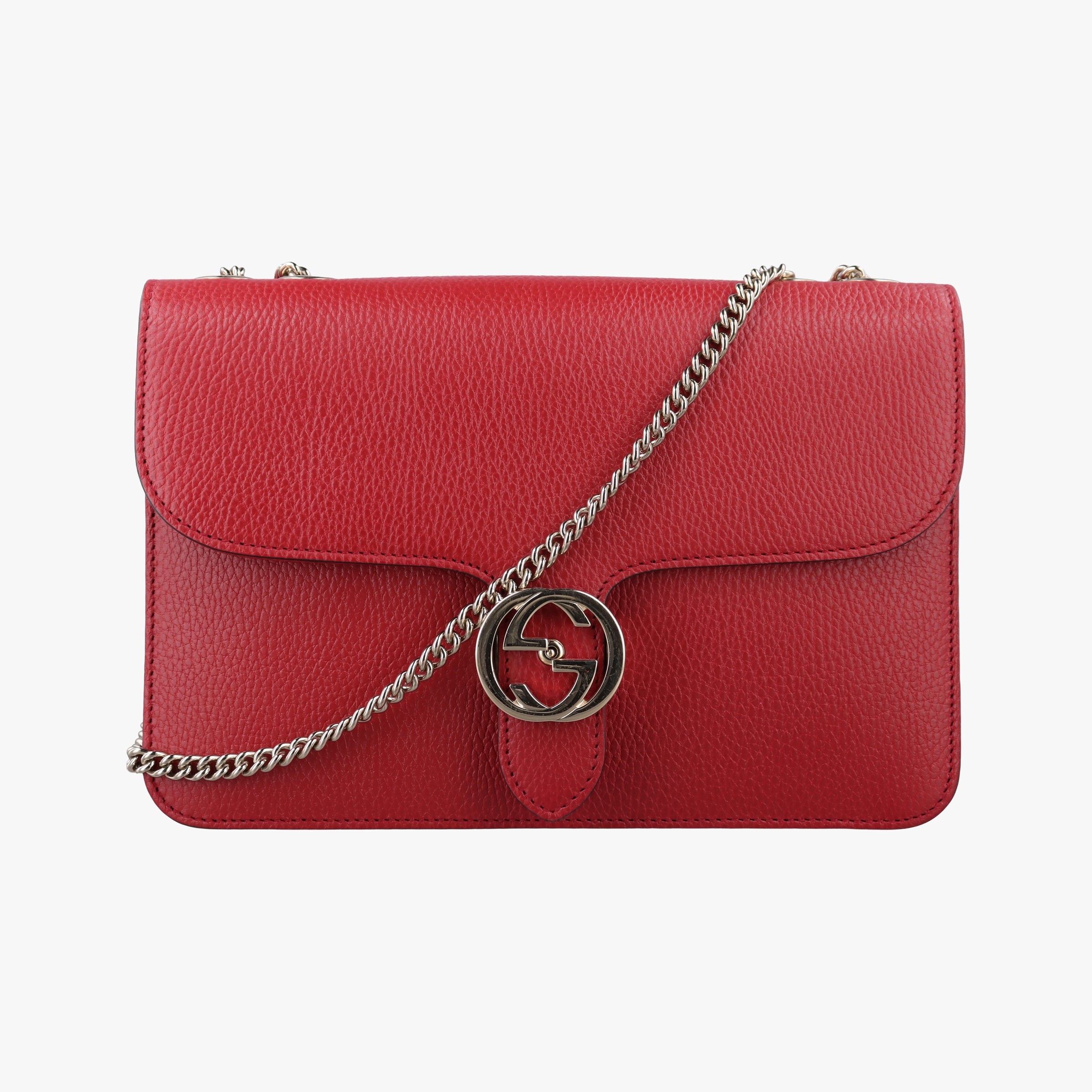 Pre-owned Gucci Interlocking G Red Leather 510303 shoulderbag | stylenewstar
