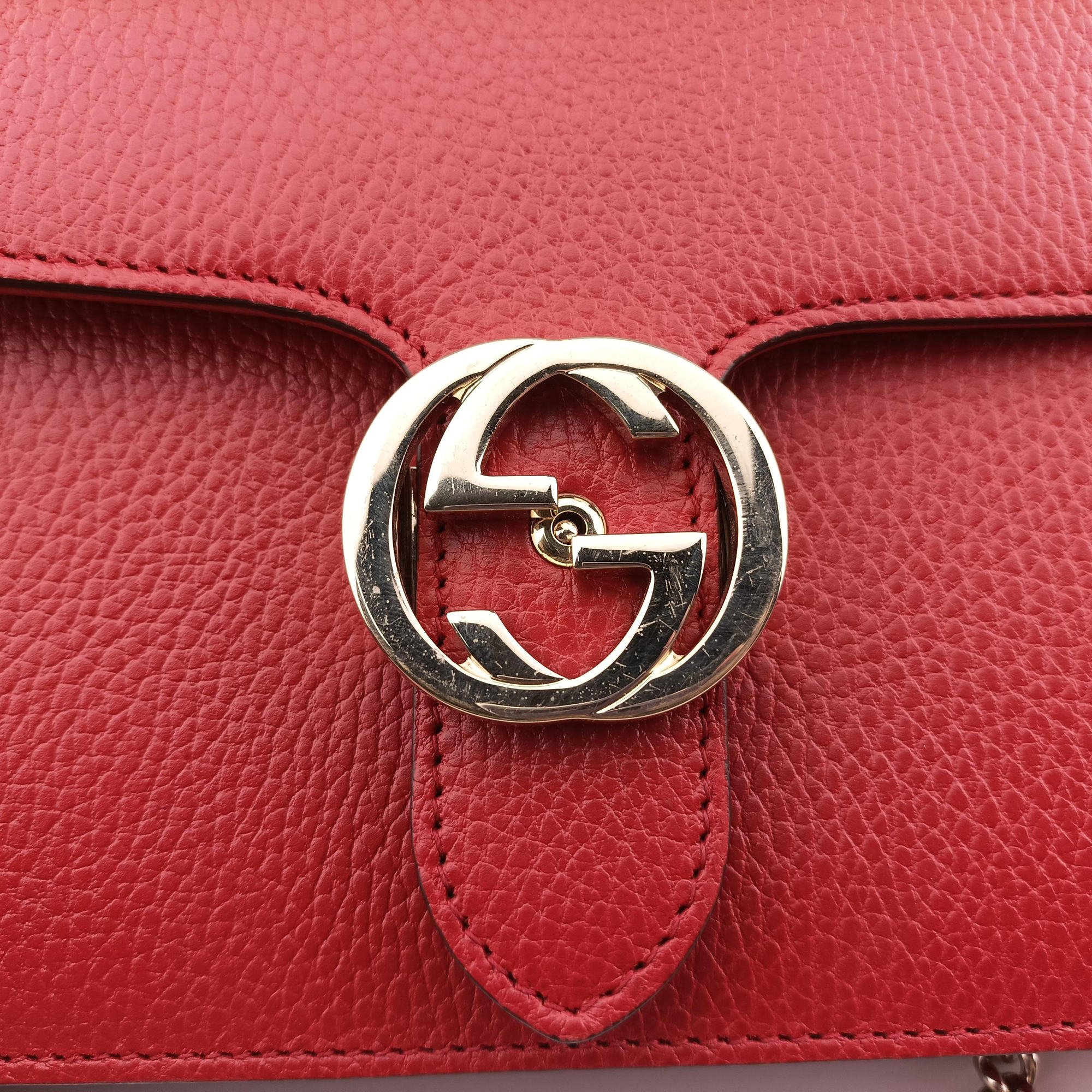 Pre-owned Gucci Interlocking G Red Leather 510303 shoulderbag | stylenewstar