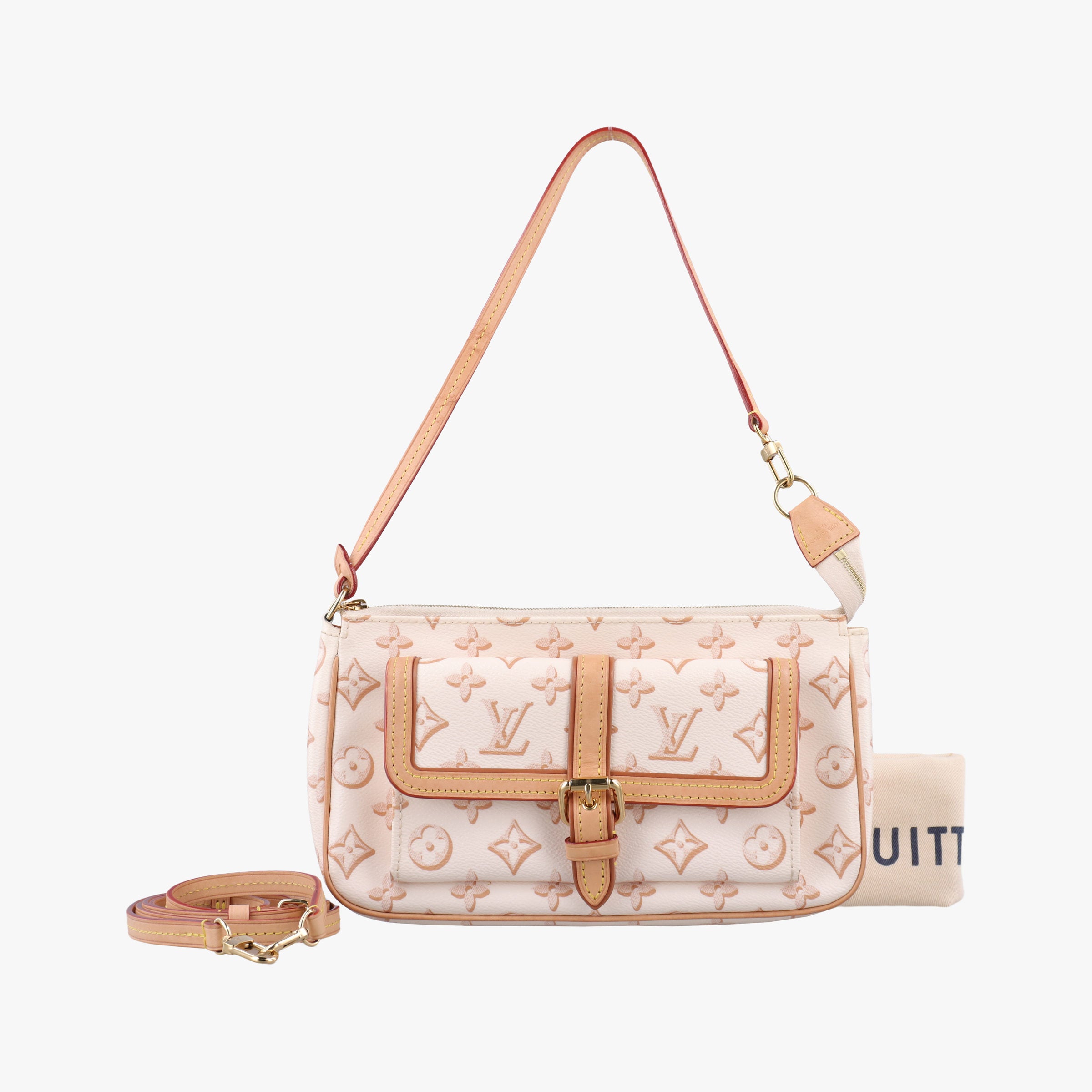 Pre-owned Louis Vuitton Maxi Pochette Accessoires Ivory x Brown PVC-coated canvas M20920 shoulderbag | stylenewstar