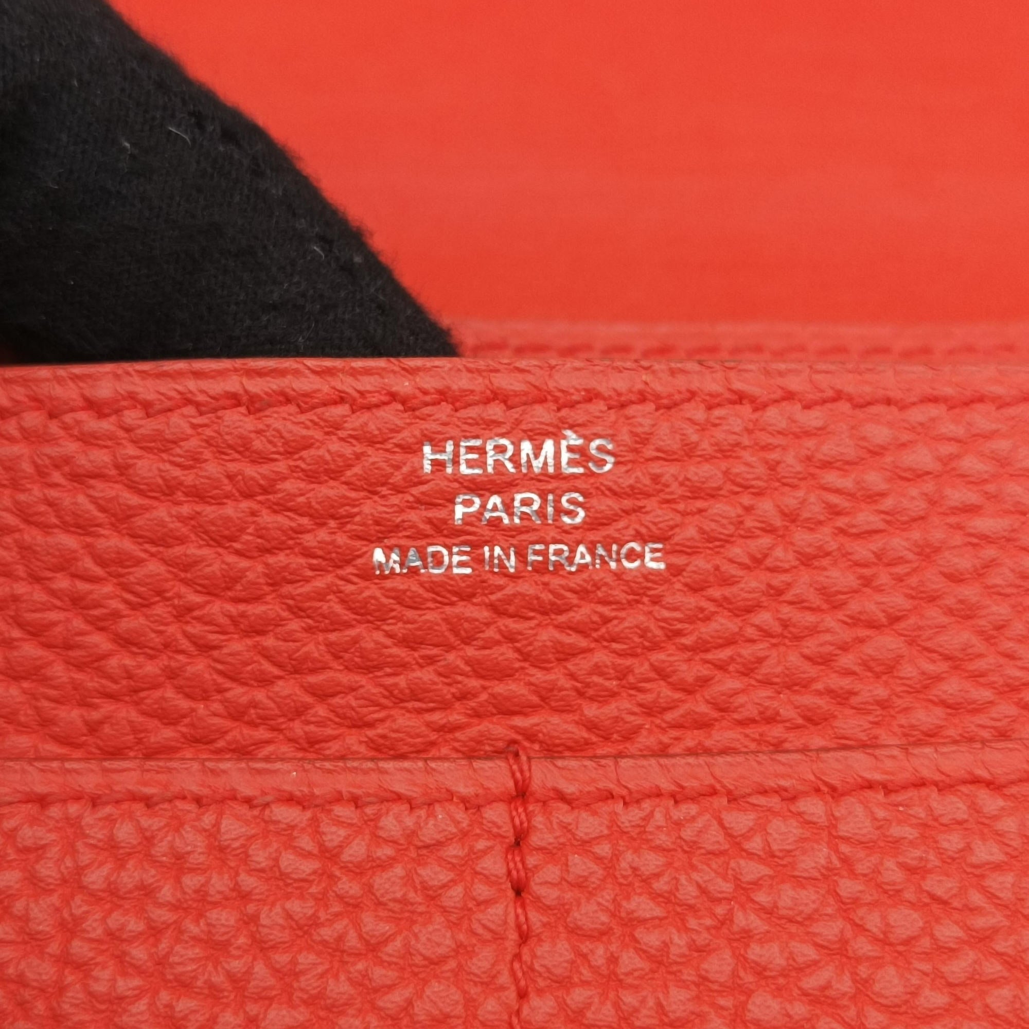 Pre-owned Hermes Dogon Duo Orange Togo  clutchbag | stylenewstar