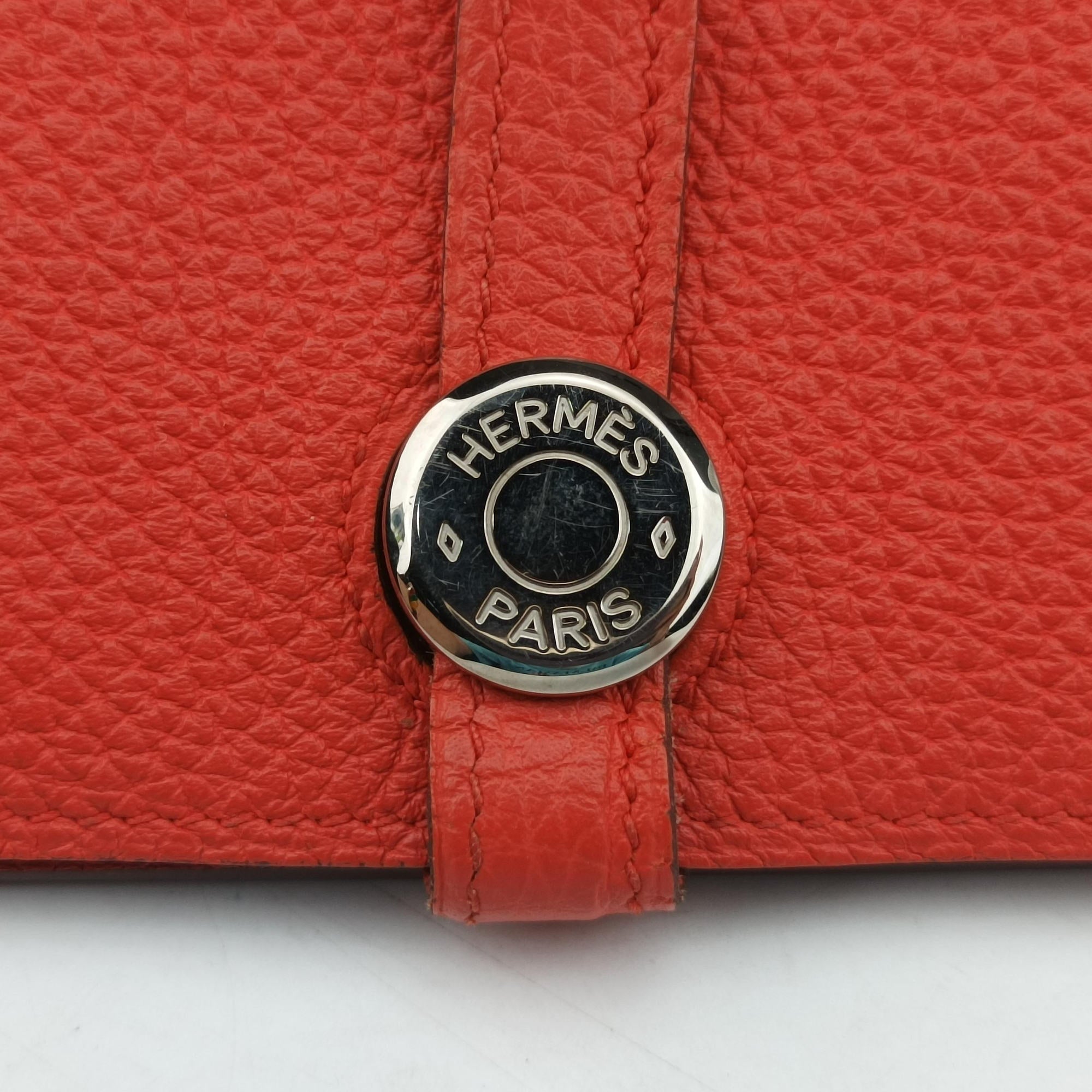 Pre-owned Hermes Dogon Duo Orange Togo  clutchbag | stylenewstar