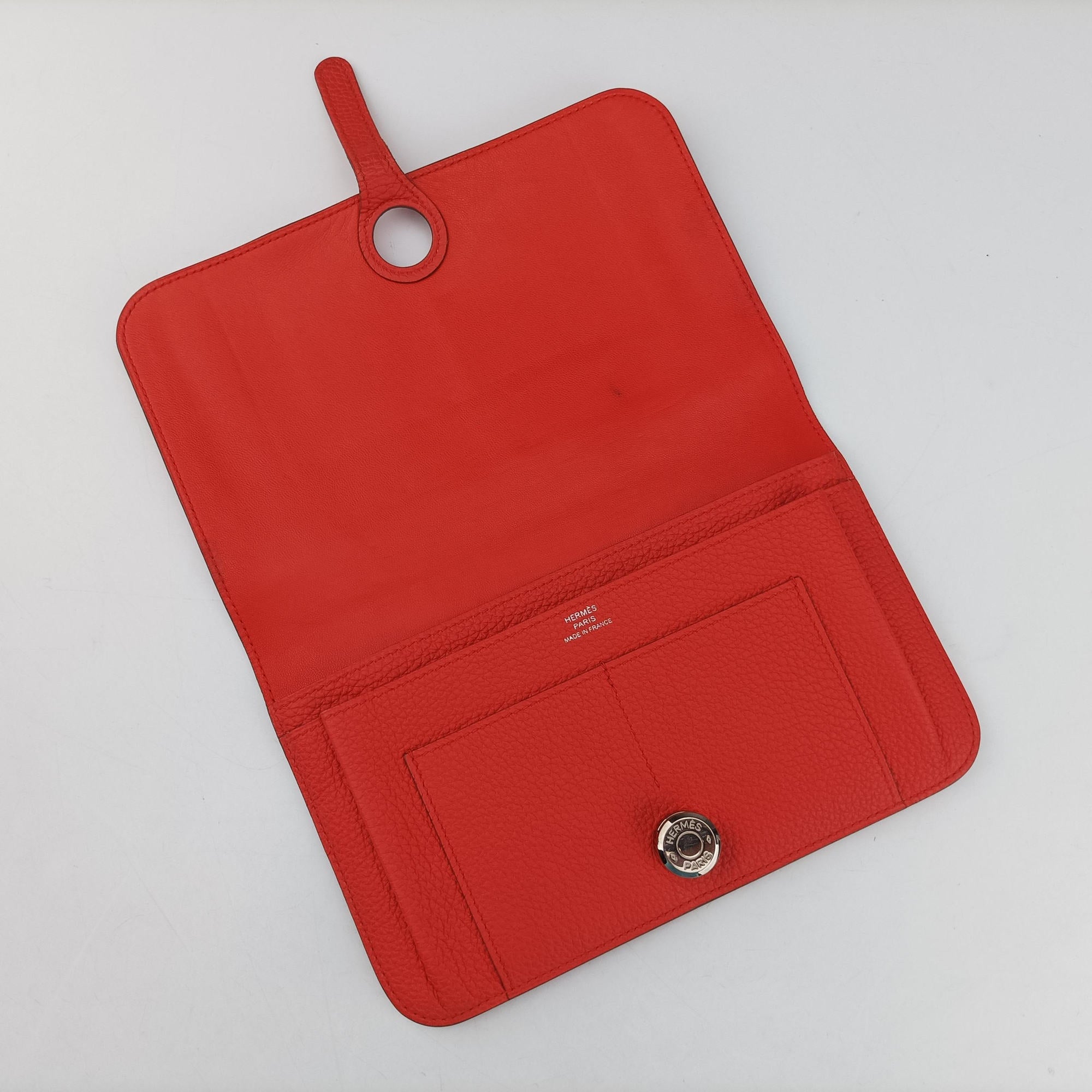 Pre-owned Hermes Dogon Duo Orange Togo  clutchbag | stylenewstar