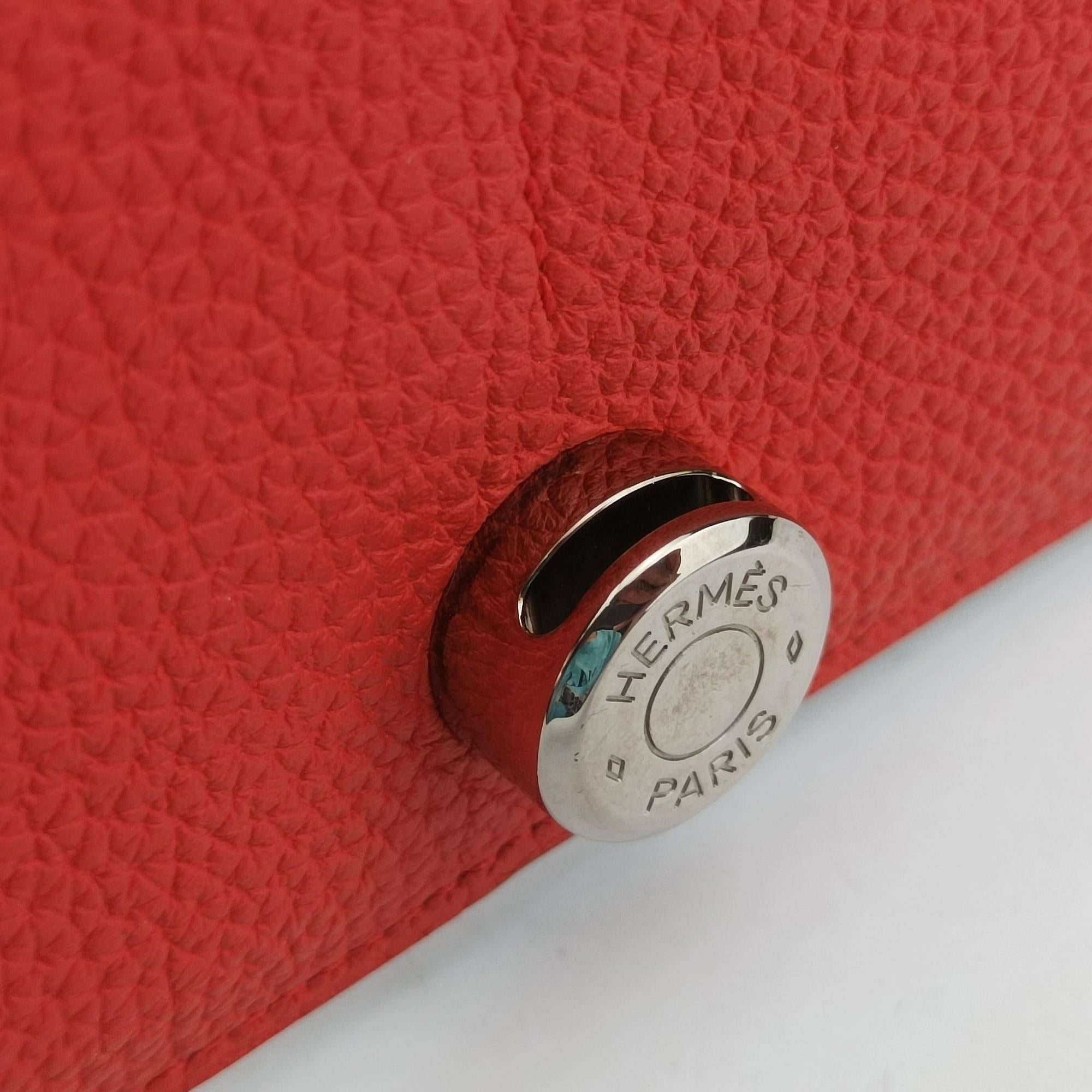 Pre-owned Hermes Dogon Duo Orange Togo  clutchbag | stylenewstar