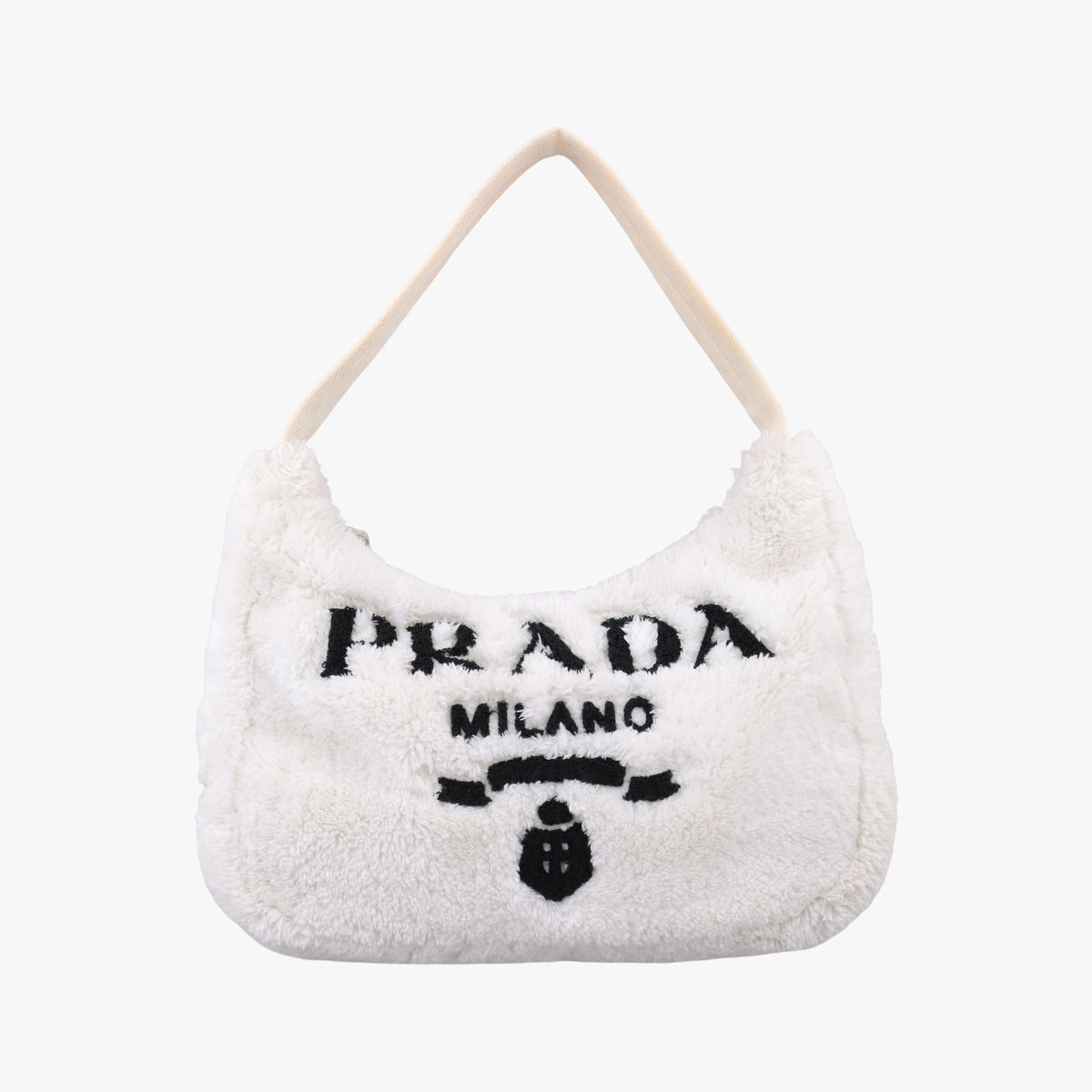 Vintage Prada Re-Edition2000 White Terry cloth 1NE515 handbag | stylenewstar