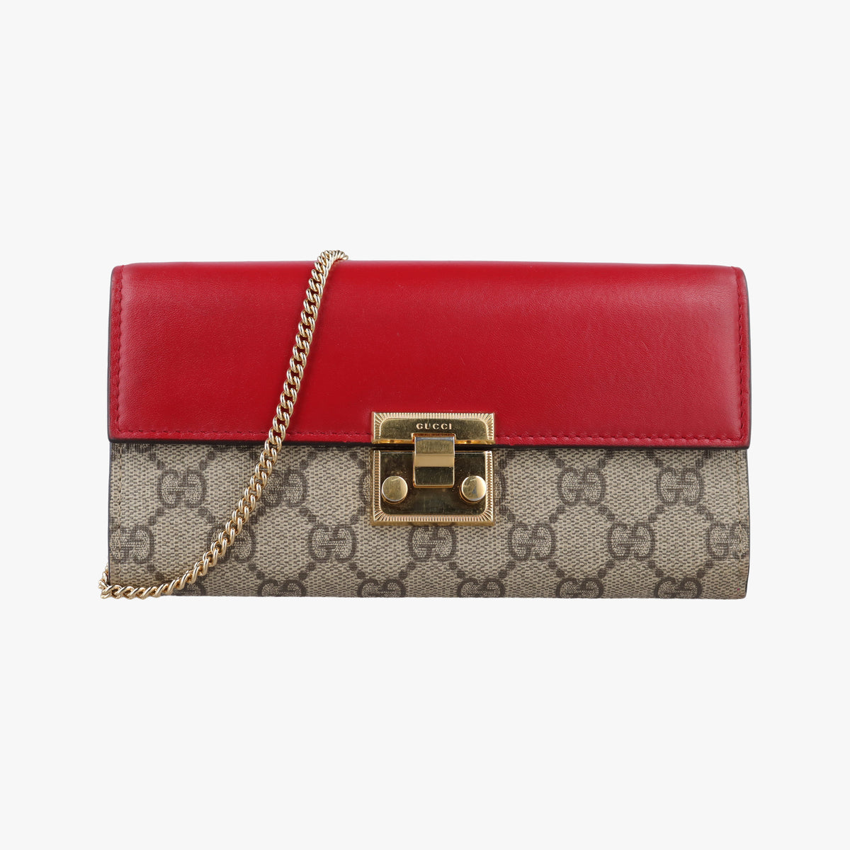 Pre-owned Gucci Padlock Chain beige×red×multi PVC coated canvas×Leather 453506 handbag | stylenewstar