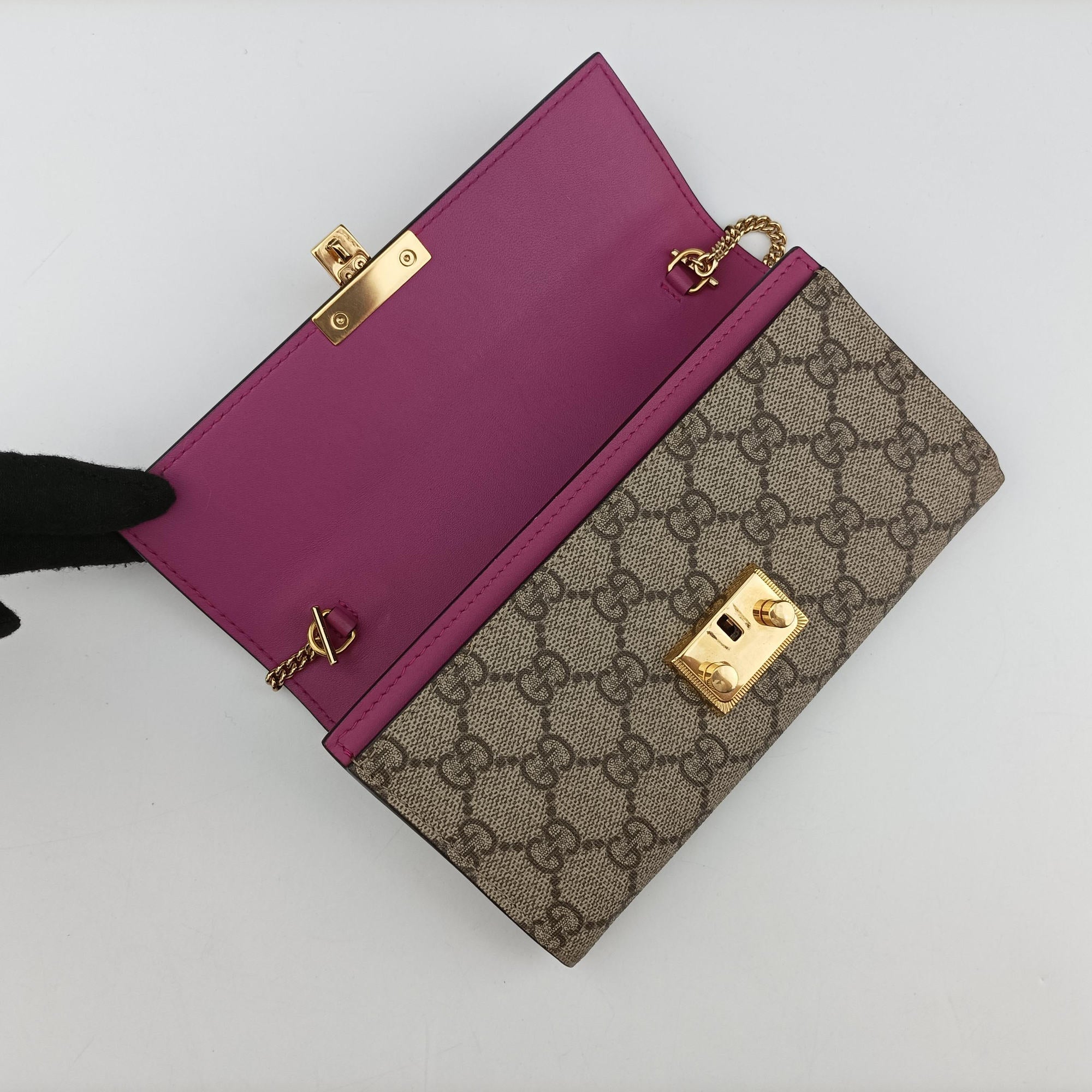 Pre-owned Gucci Padlock Chain beige×red×multi PVC coated canvas×Leather 453506 handbag | stylenewstar