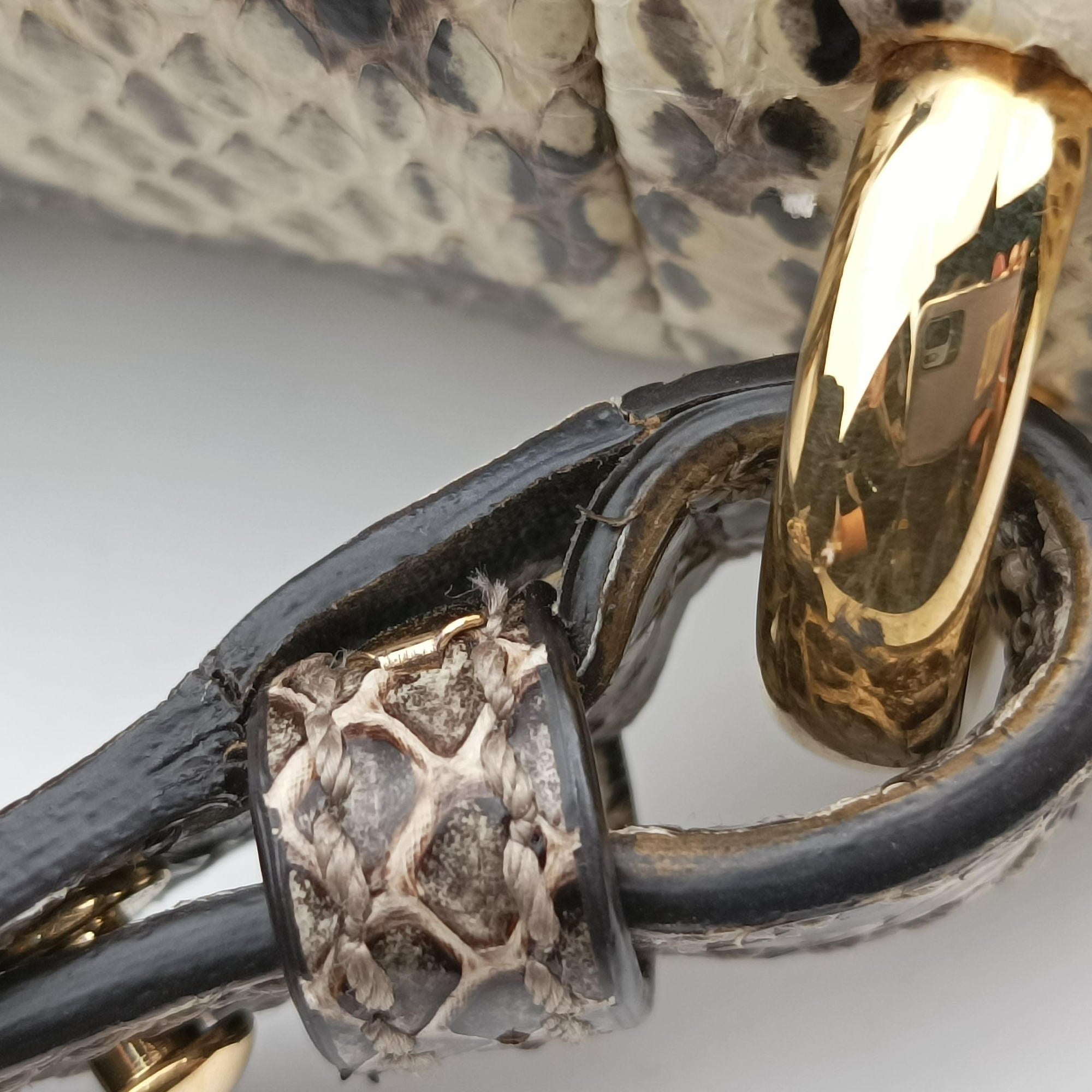 Pre-owned Gucci Sylvie Beige×Multi Snakeskin×Leather 421882 shoulderbag | stylenewstar