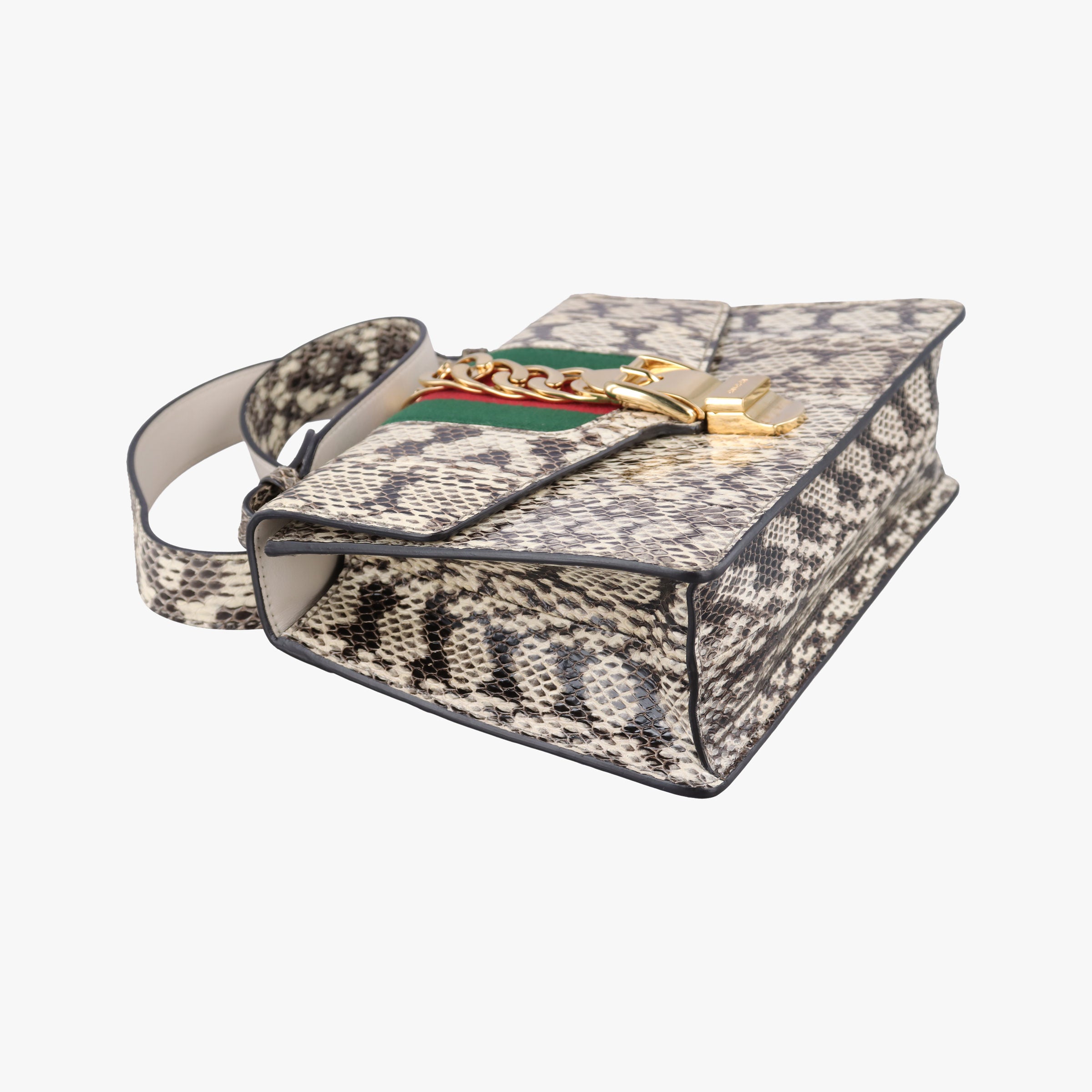 Pre-owned Gucci Sylvie Beige×Multi Snakeskin×Leather 421882 shoulderbag | stylenewstar
