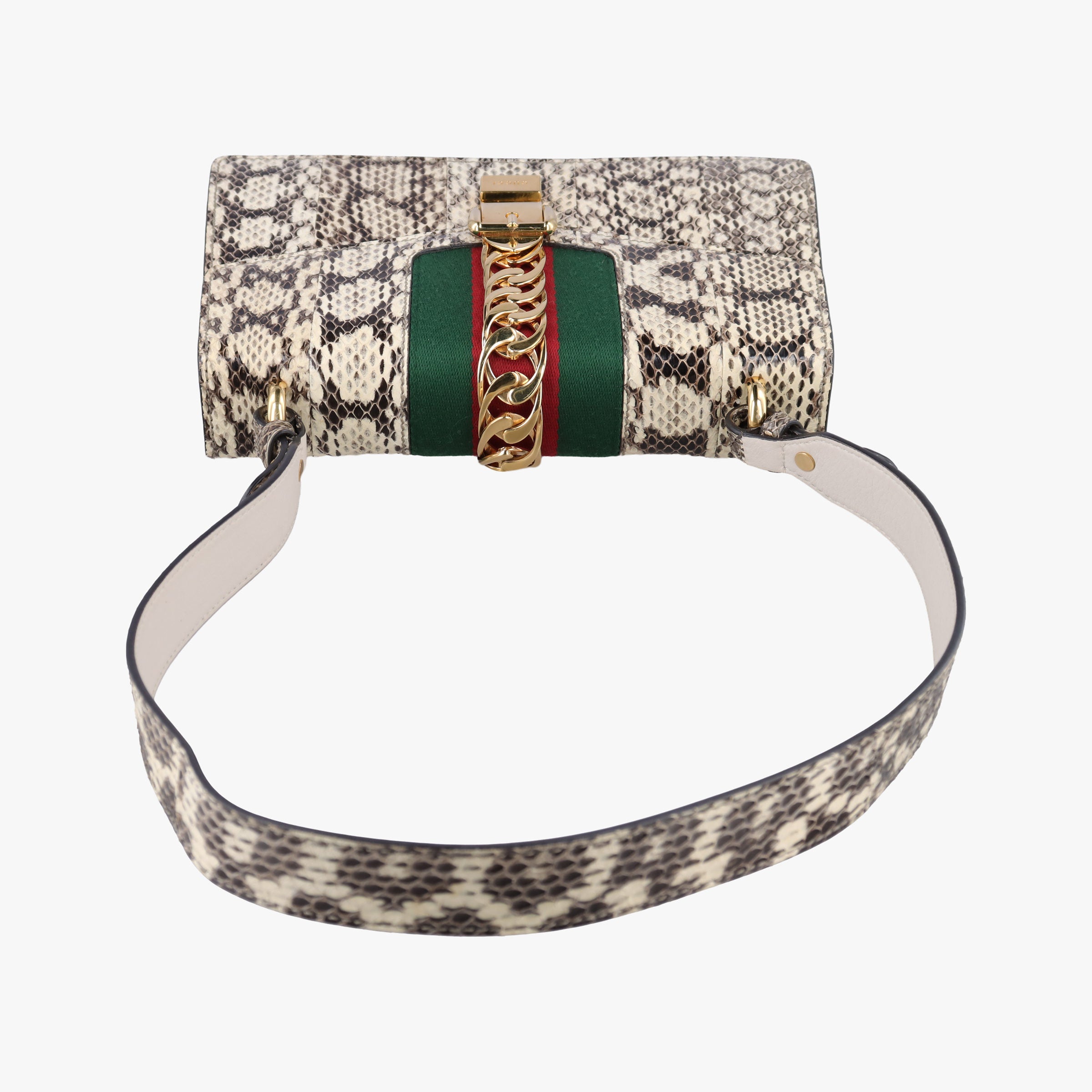 Pre-owned Gucci Sylvie Beige×Multi Snakeskin×Leather 421882 shoulderbag | stylenewstar