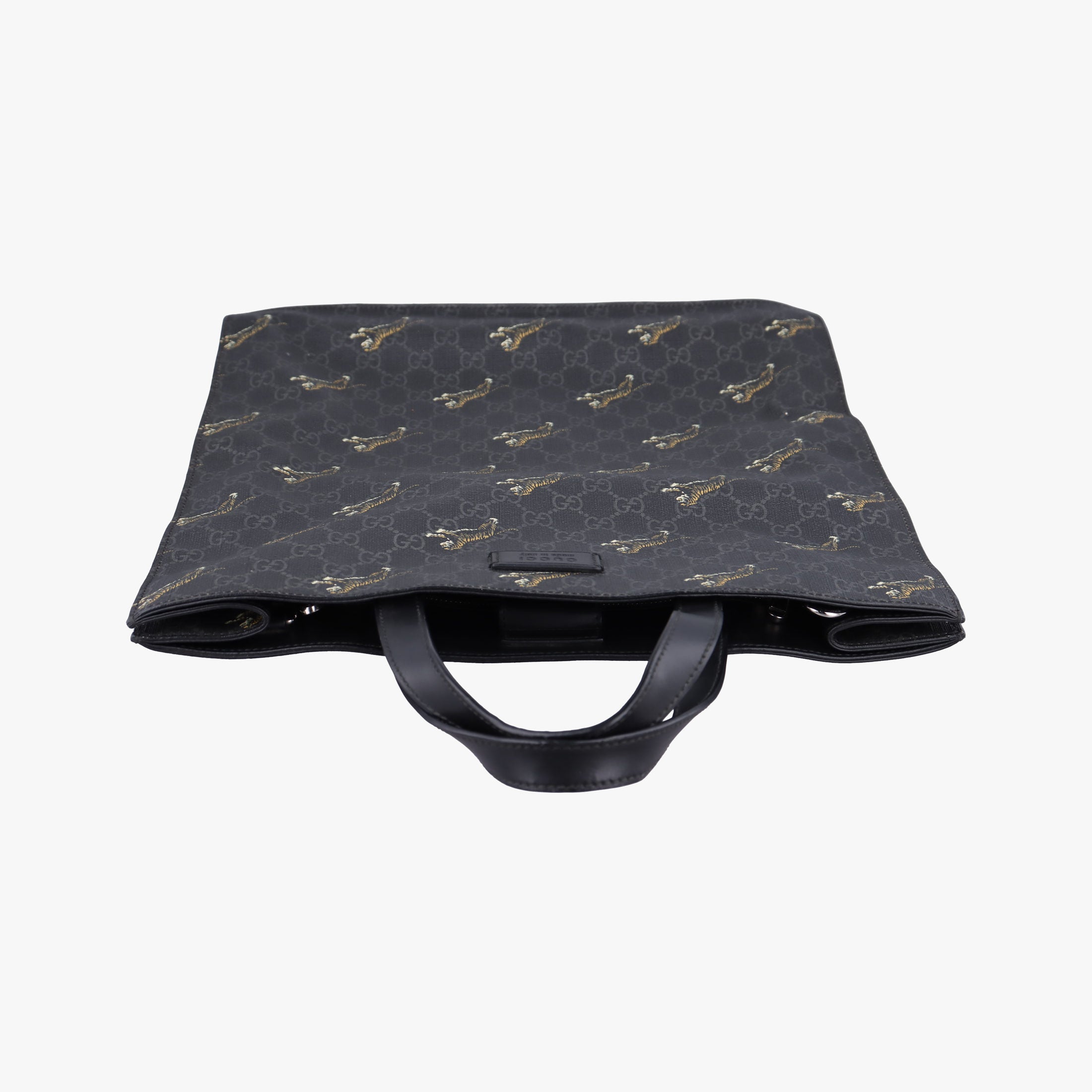 Pre-owned Gucci GG Supreme Tiger Black PVC coated canvas 495559 handbag | stylenewstar