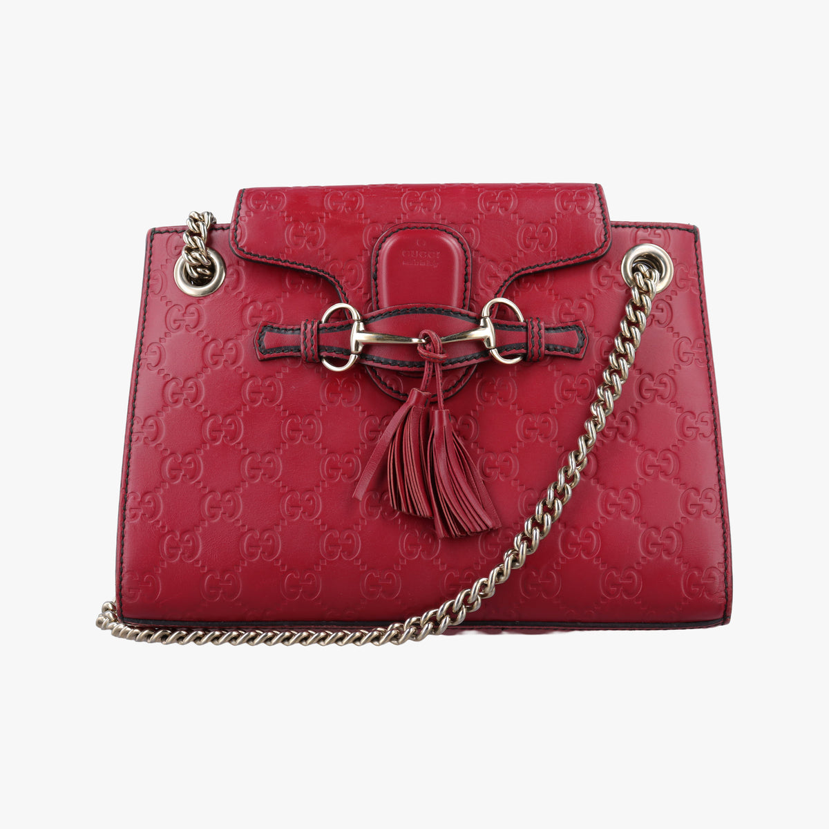 Pre-owned Gucci Emily Red Leather 369621 shoulderbag | stylenewstar