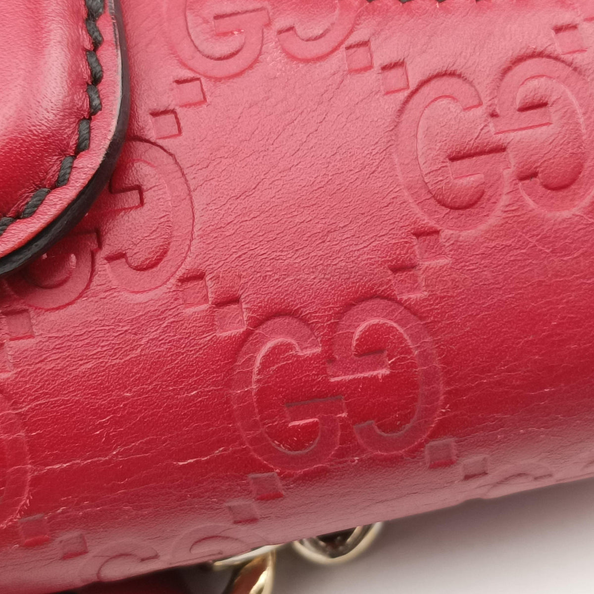 Pre-owned Gucci Emily Red Leather 369621 shoulderbag | stylenewstar
