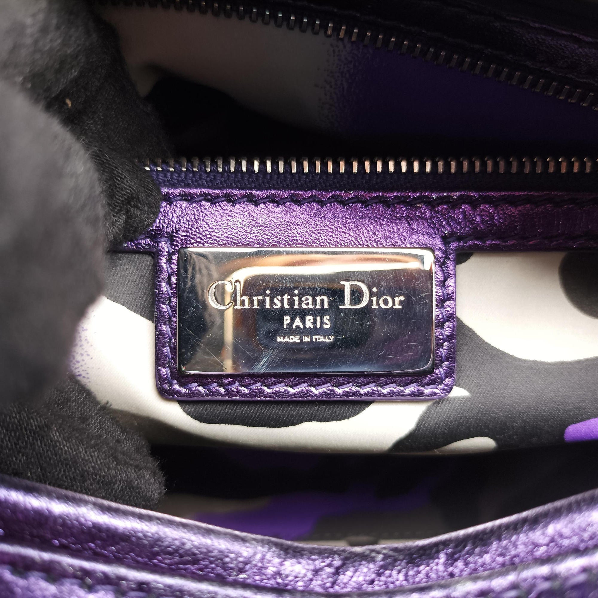 Pre-owned Christian Dior Lady Dior purple×orange Leather  shoulderbag | stylenewstar