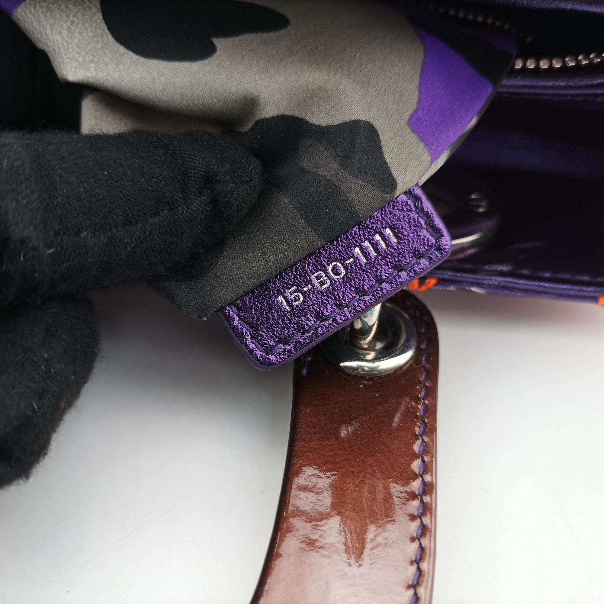 Pre-owned Christian Dior Lady Dior purple×orange Leather  shoulderbag | stylenewstar