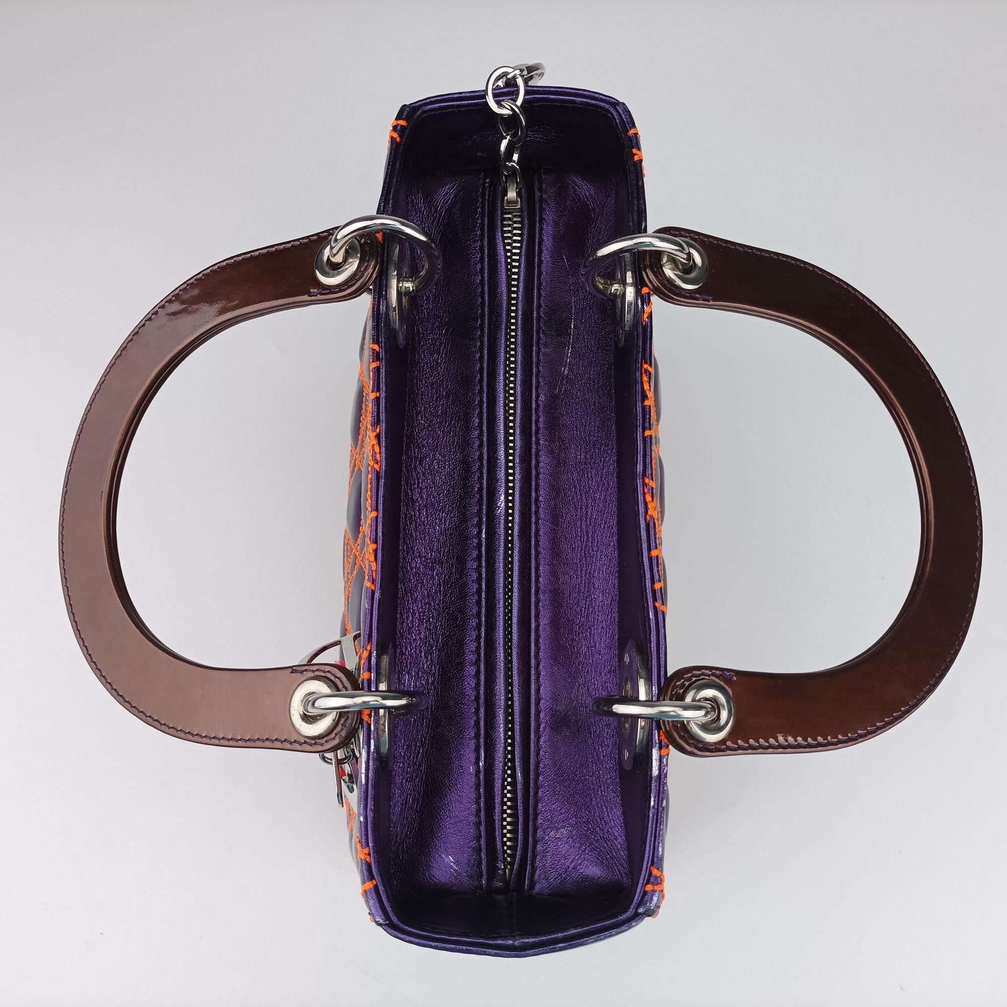 Pre-owned Christian Dior Lady Dior purple×orange Leather  shoulderbag | stylenewstar
