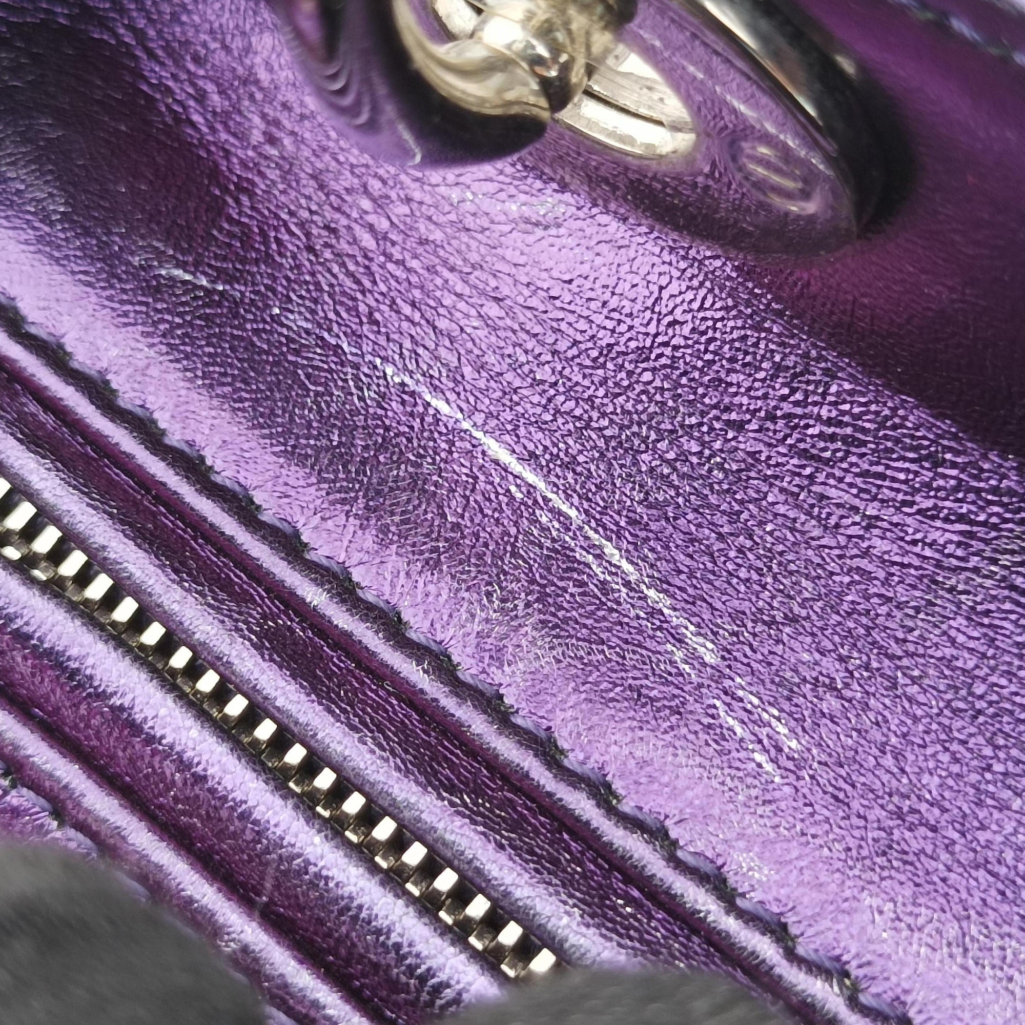 Pre-owned Christian Dior Lady Dior purple×orange Leather  shoulderbag | stylenewstar