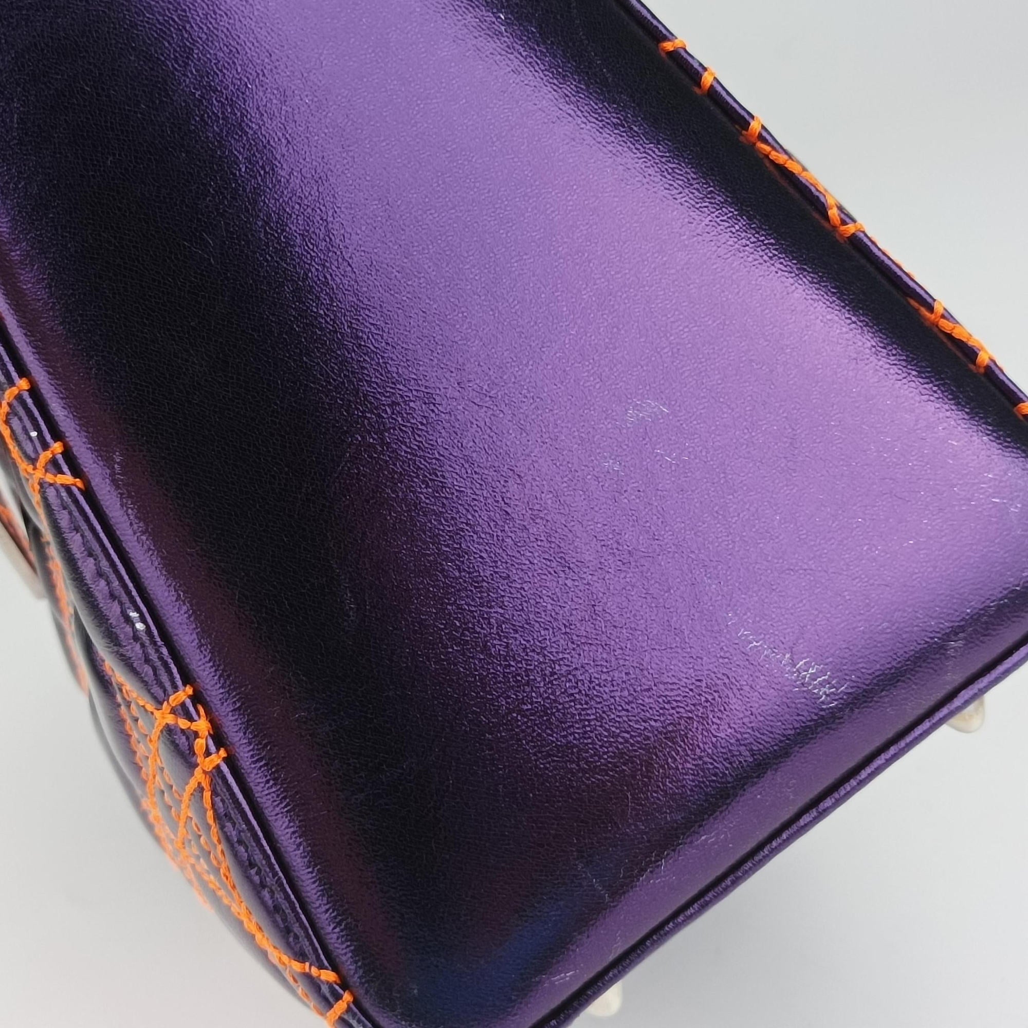 Pre-owned Christian Dior Lady Dior purple×orange Leather  shoulderbag | stylenewstar