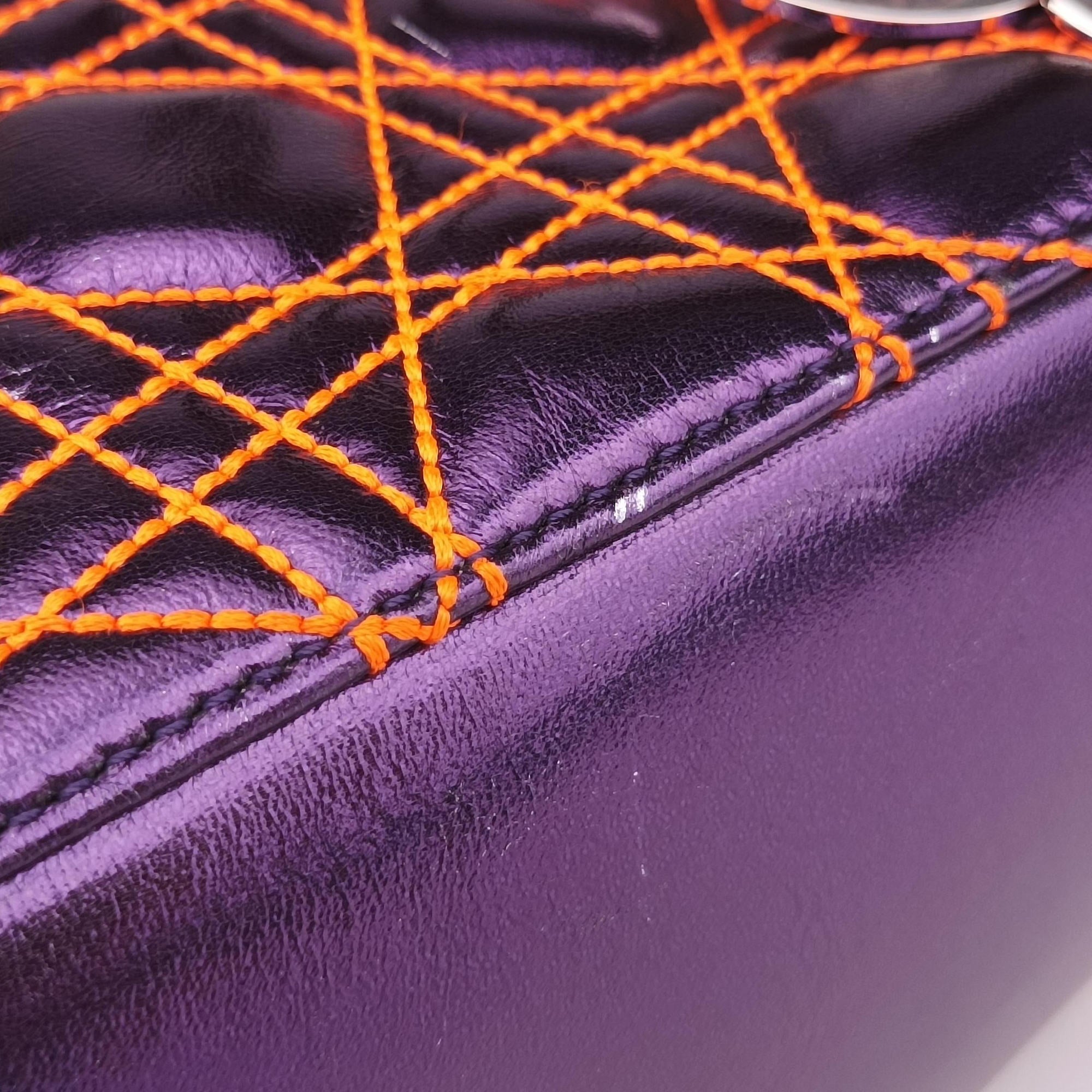 Pre-owned Christian Dior Lady Dior purple×orange Leather  shoulderbag | stylenewstar