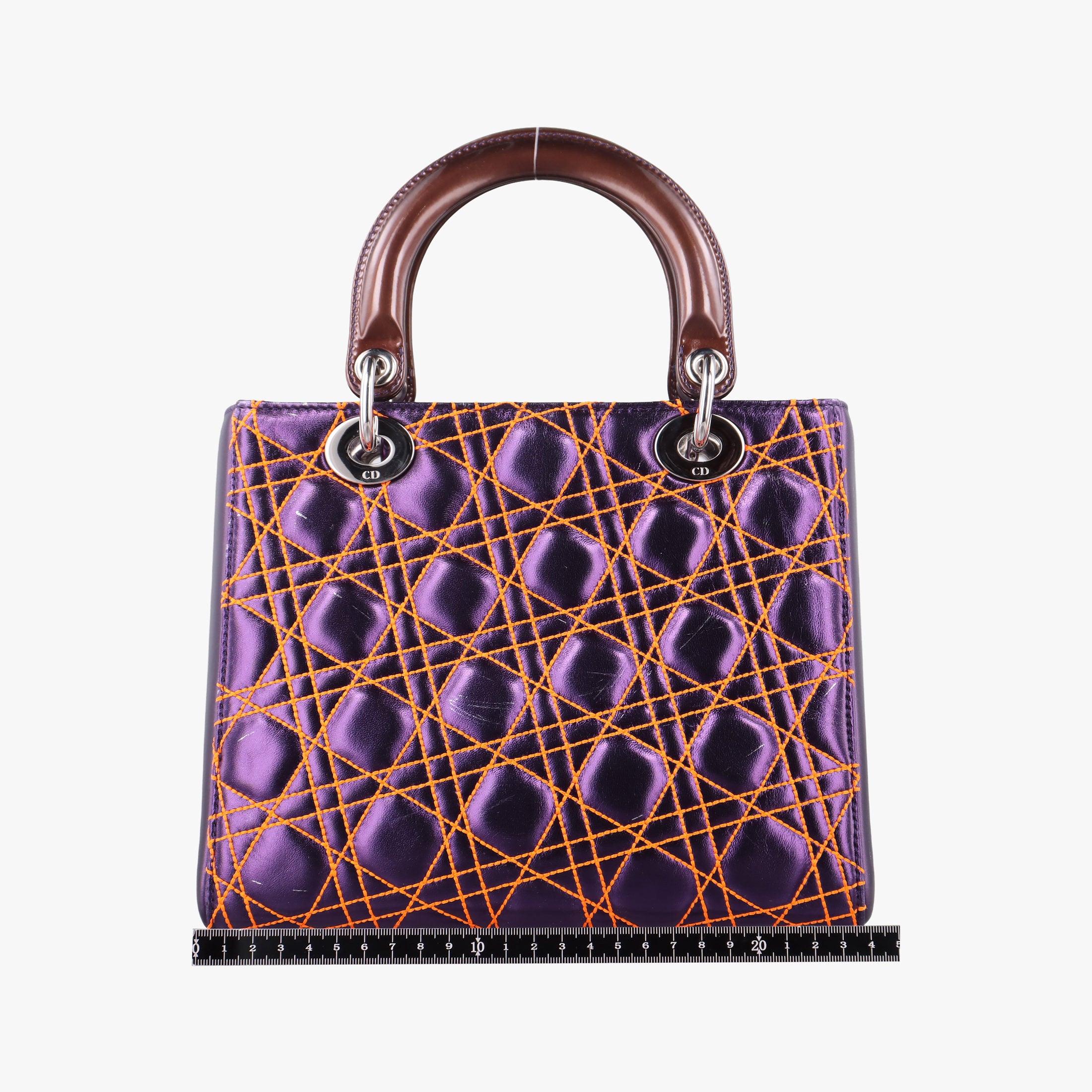 Pre-owned Christian Dior Lady Dior purple×orange Leather  shoulderbag | stylenewstar
