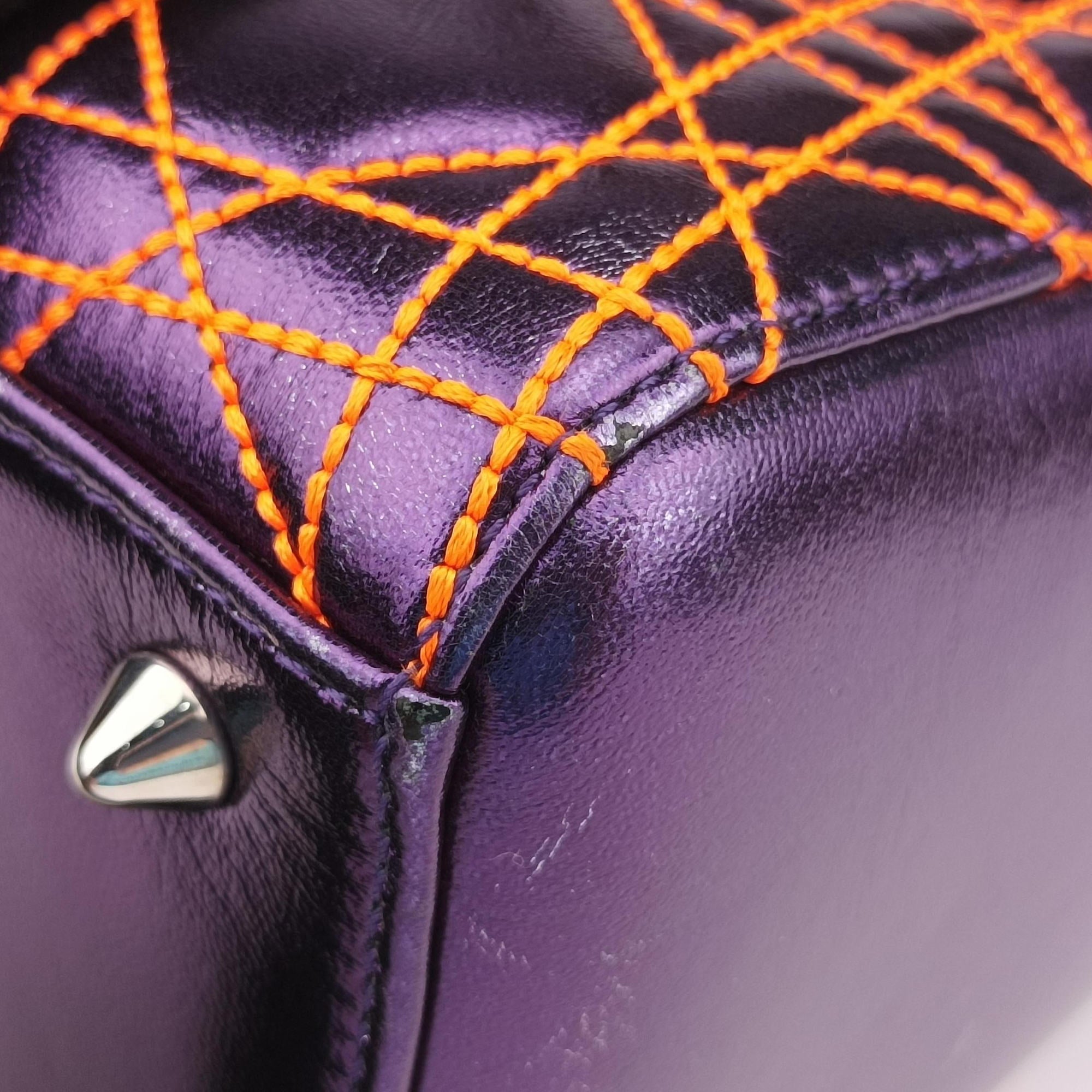 Pre-owned Christian Dior Lady Dior purple×orange Leather  shoulderbag | stylenewstar