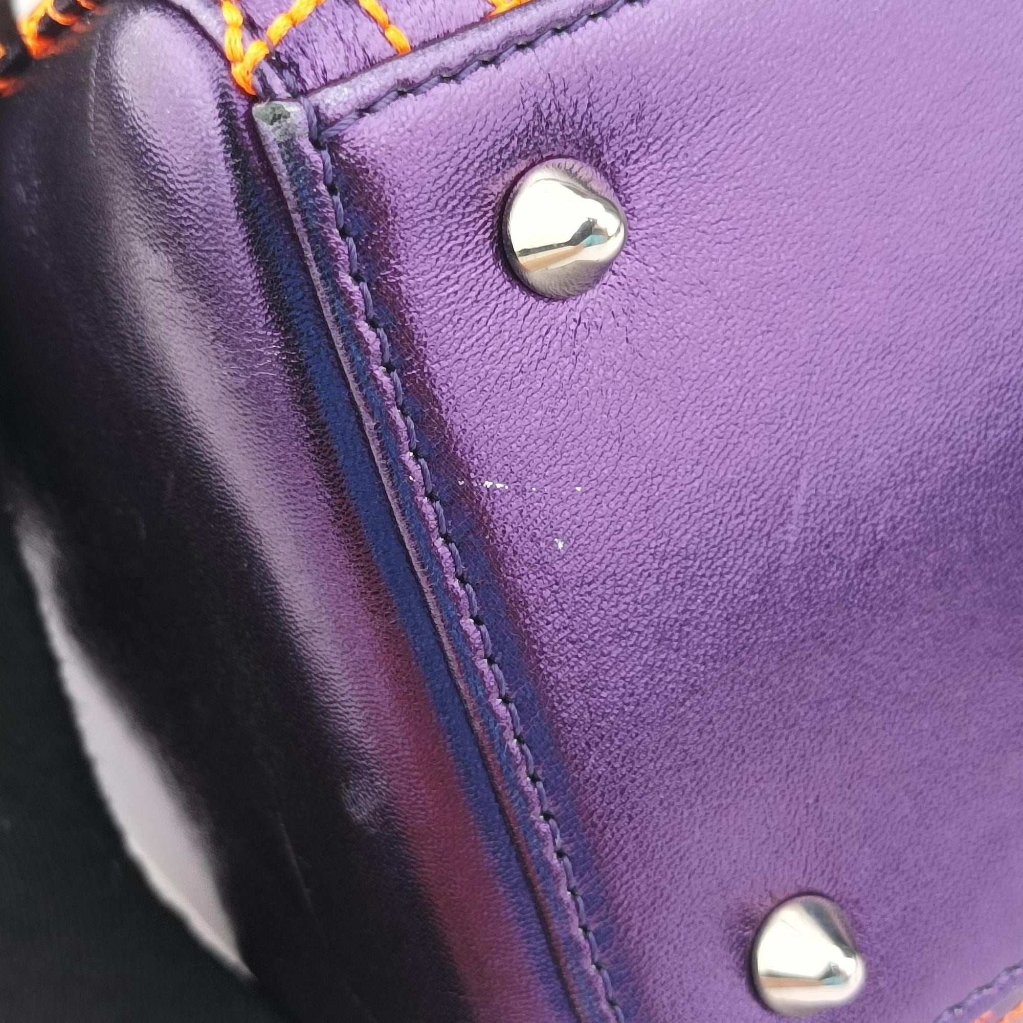 Pre-owned Christian Dior Lady Dior purple×orange Leather  shoulderbag | stylenewstar